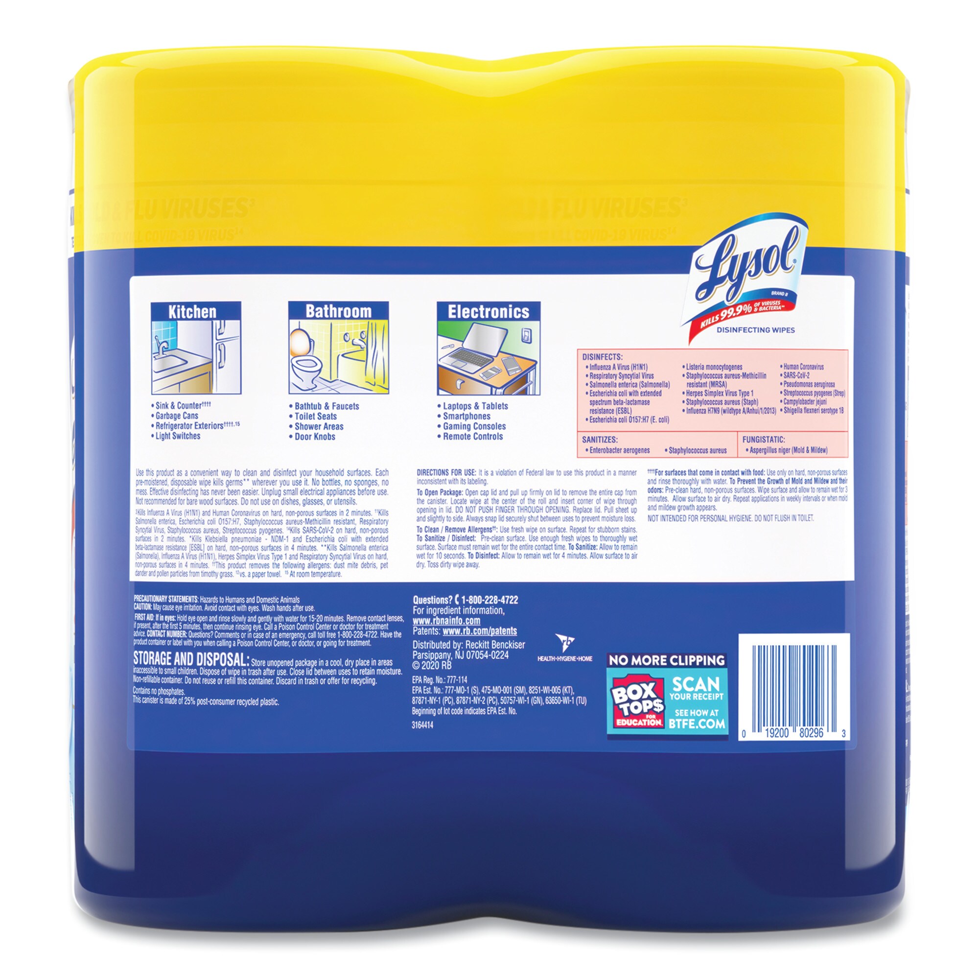 Lysol Disinfectant Wipes, Multi-Surface Antibacterial Cleaning Wipes, For  Disinfecting and Cleaning, Lemon and Lime Blossom, 80 Count (Pack of