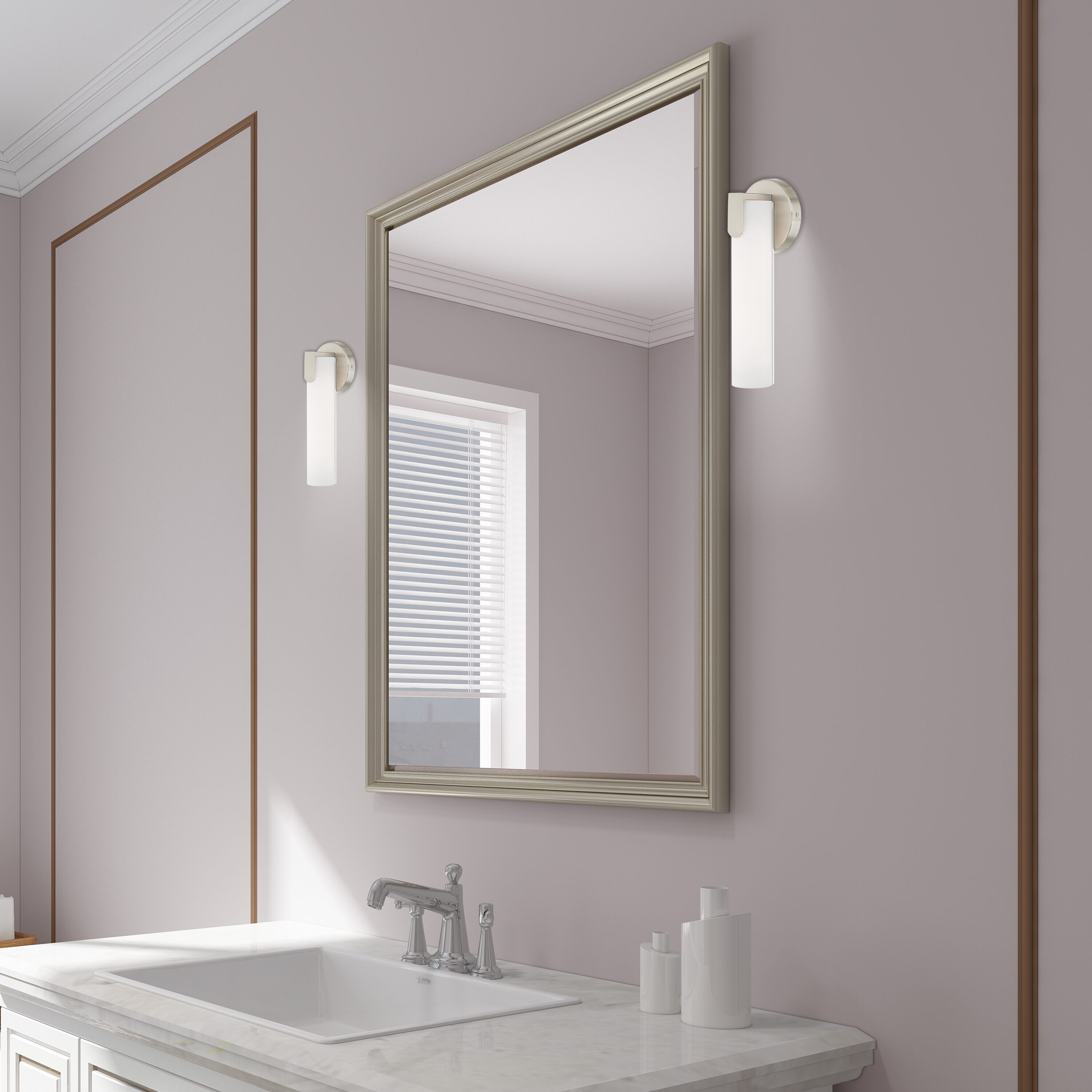 Lund 10W LED Brushed Nickel Wall Sconce with Satin White Shade