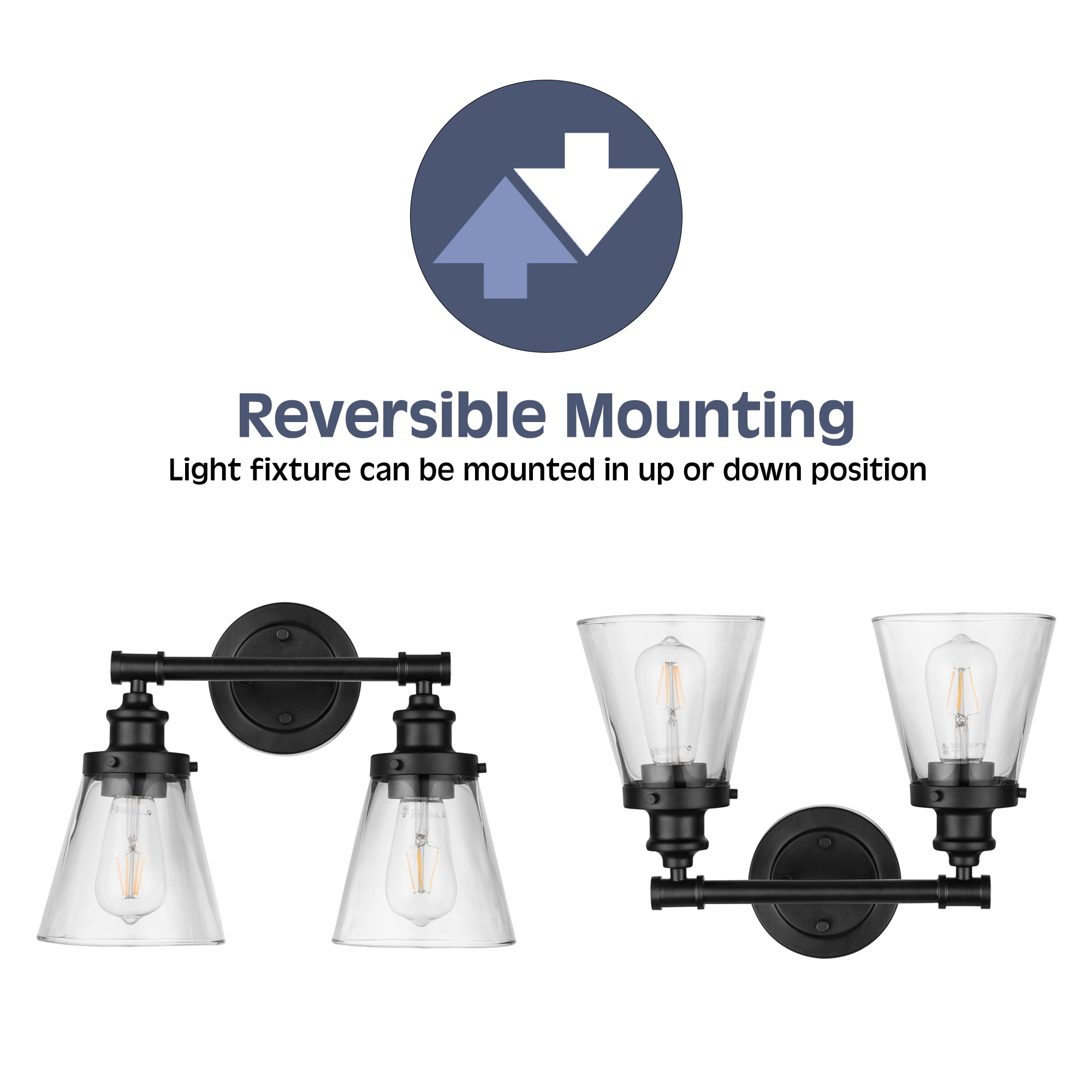 Matte Black Steel Double Light Outdoor Vanity Sconce