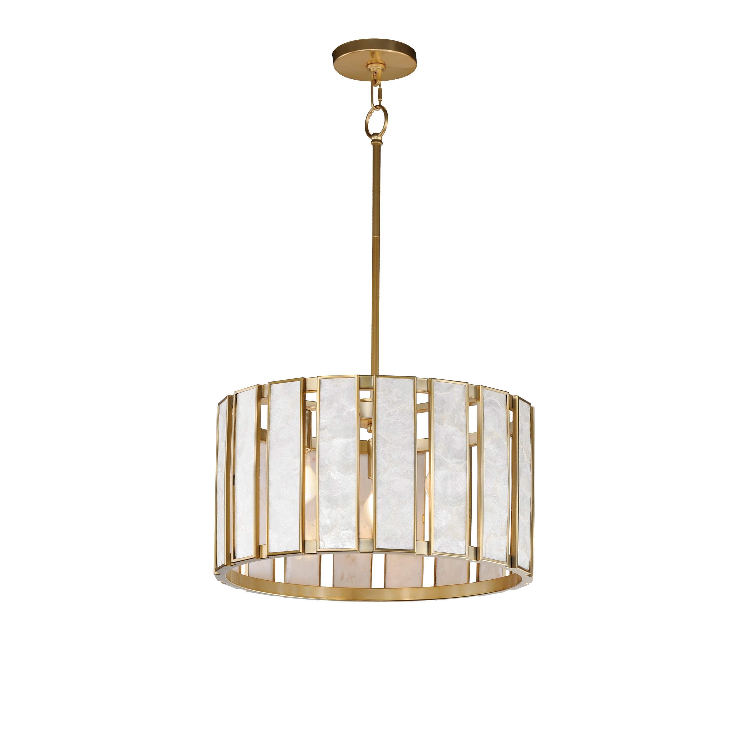 Maxim Lighting 12803CZNAB Miramar 3 -Light Capiz / natural aged brass Transitional Cylinder Large Hanging Pendant light