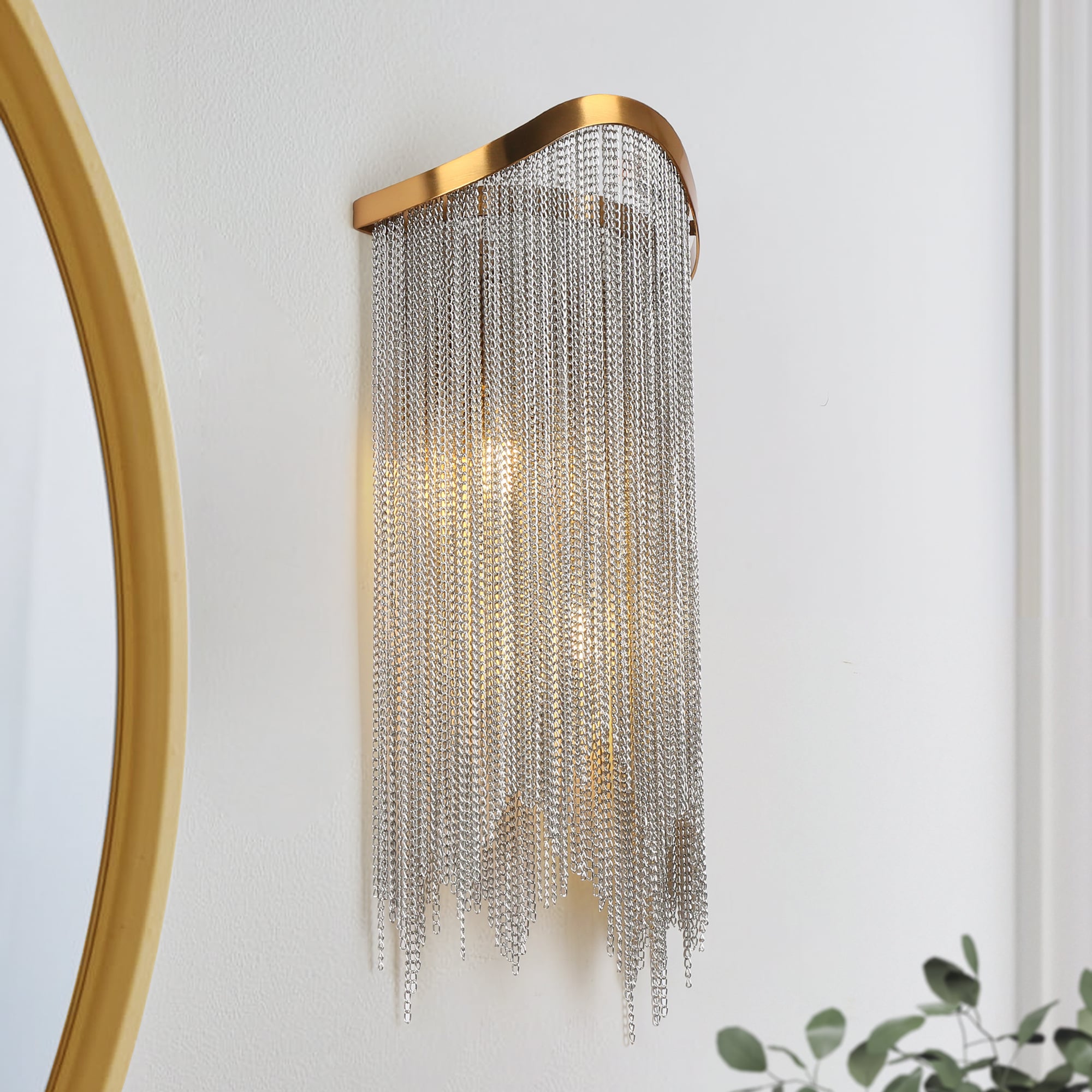 LNC HA04995W Shoebill 7-in W 2 -Light Polished Brass Wall Sconce