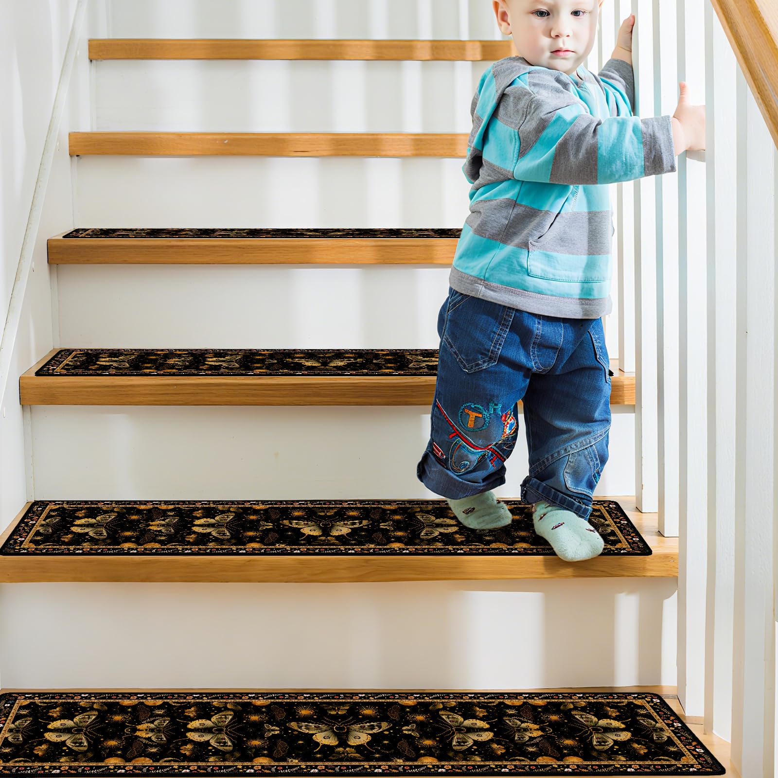 SenQWFa Stair Treads for Wooden Steps 15 Pack Moth Stair Runners Covers ...