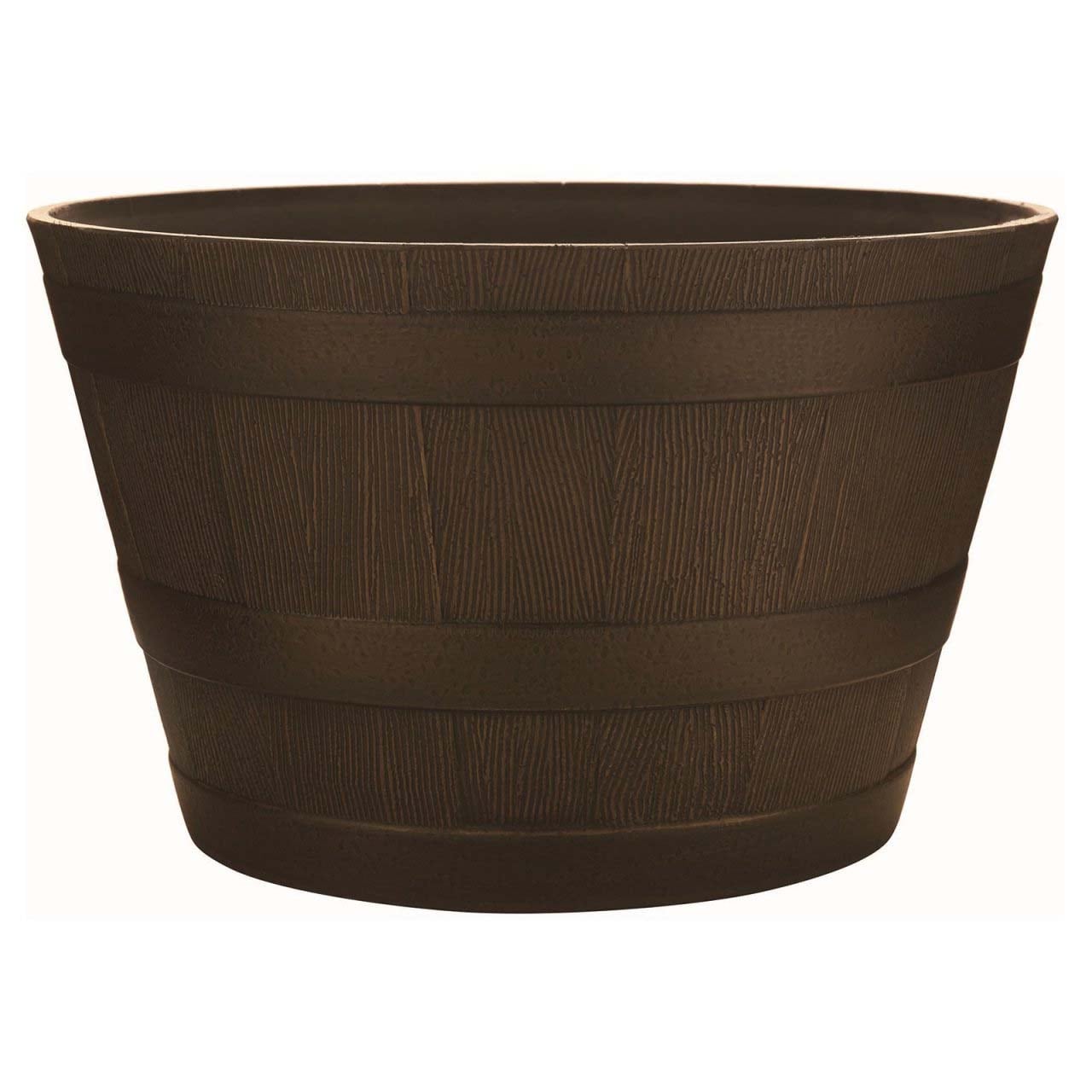 Southern Patio HDR-055464 Round 22.24-in W Large Brown Resin Farmhouse Indoor/Outdoor Planter with Drainage Holes