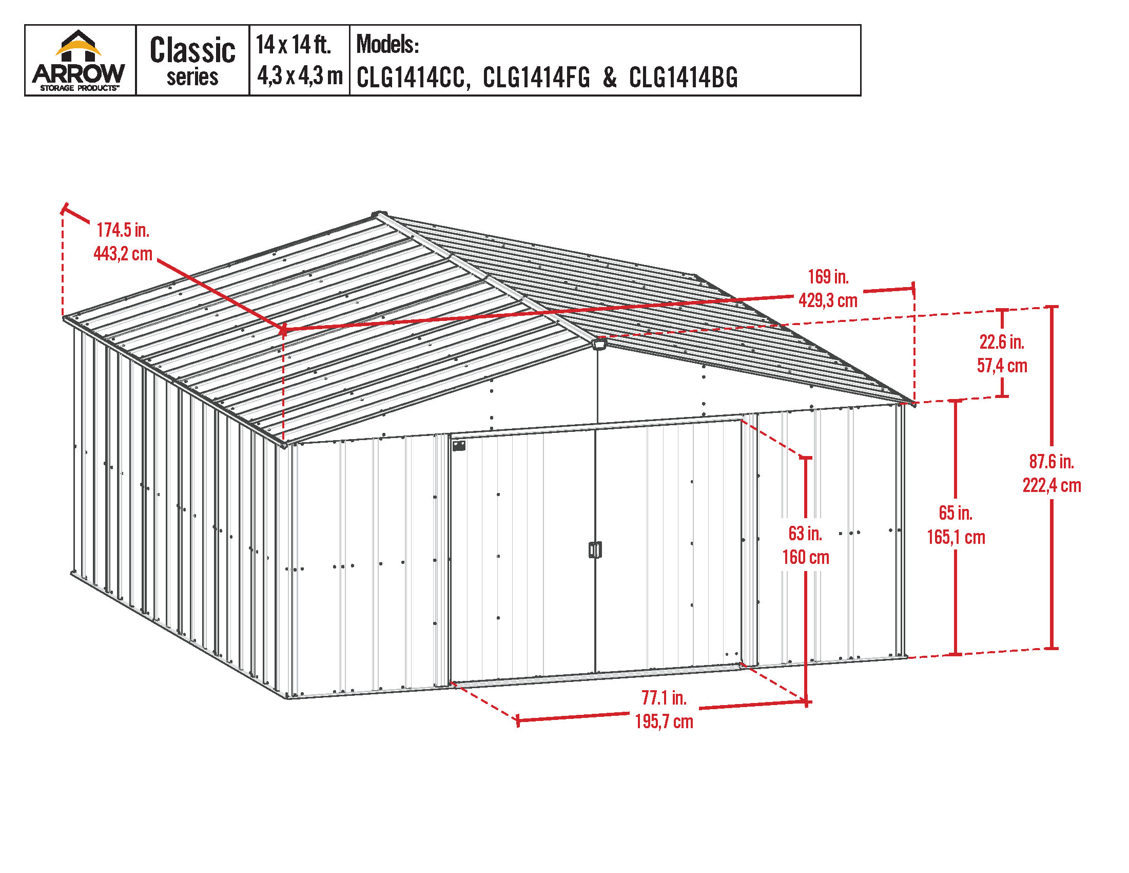 Arrow 14-ft x 14-ft Classic Galvanized Steel Storage Shed