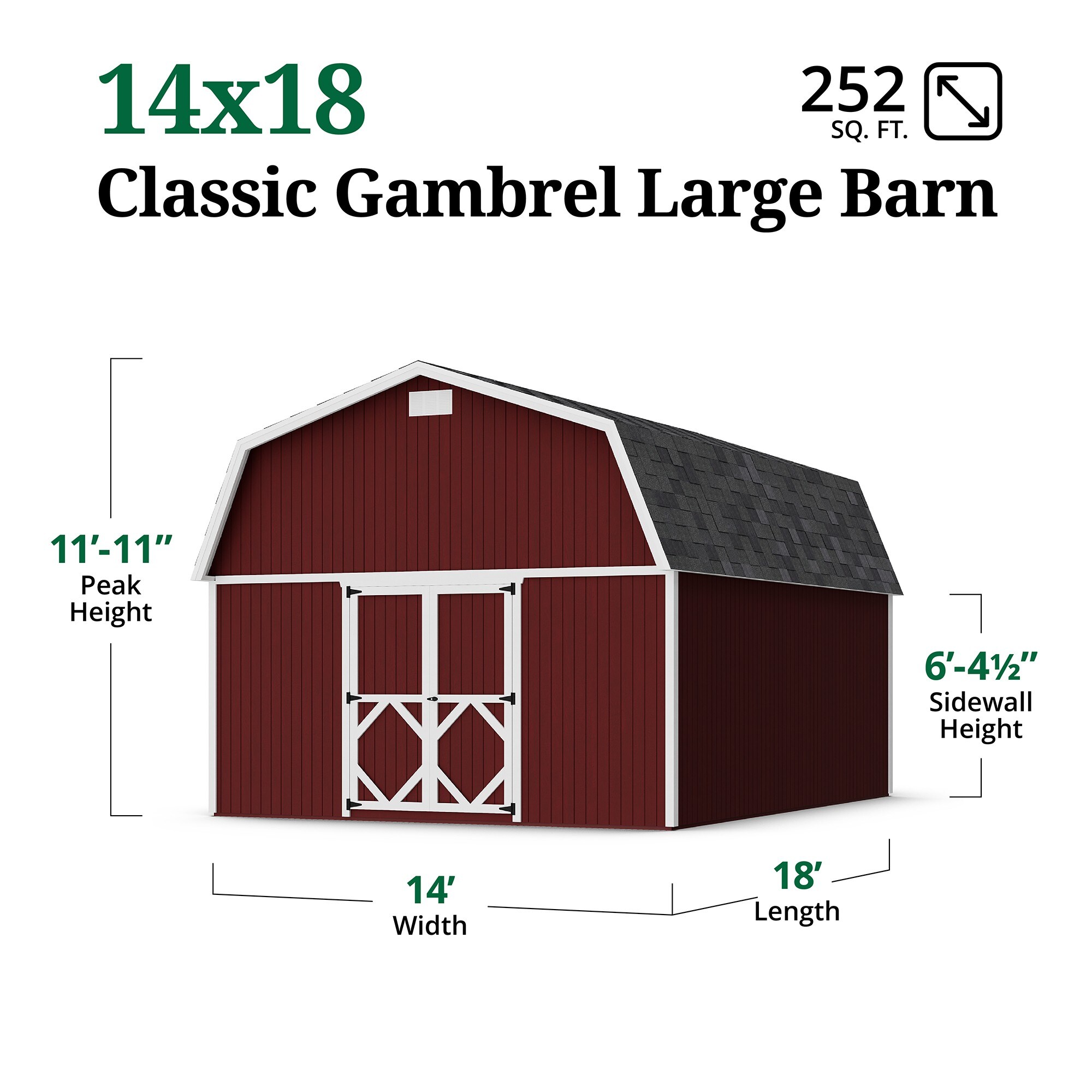 Little Cottage Co 14X18 CGLB-PC-FK Wood-Storage-Buildings - View #3