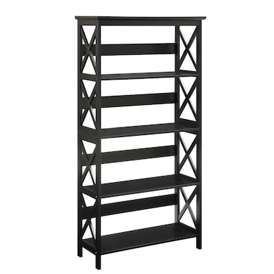 Convenience Concepts Oxford Black 5, Convenience Concepts Oxford 5 Tier Bookcase With Drawer White