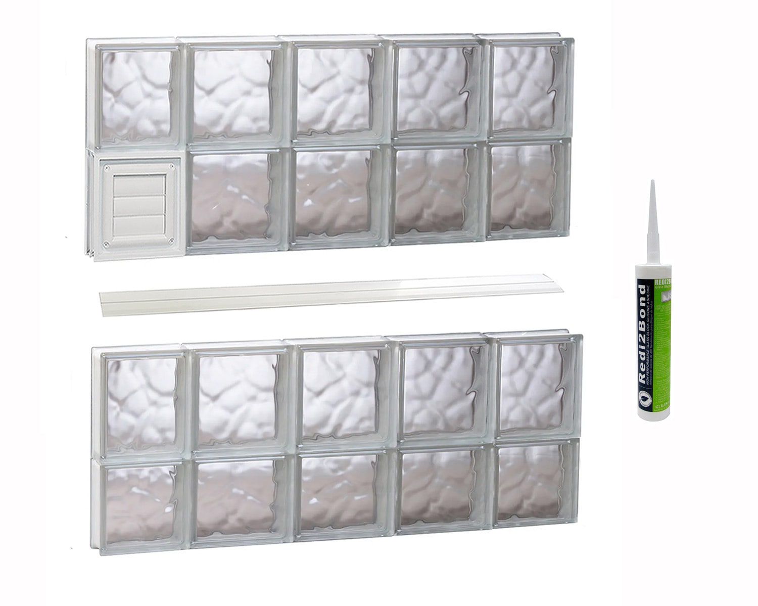 REDI2SET D3632DC Wavy Glass 34-3/4-in x 31-in Frameless Replacement Dryer vent Glass Block Window