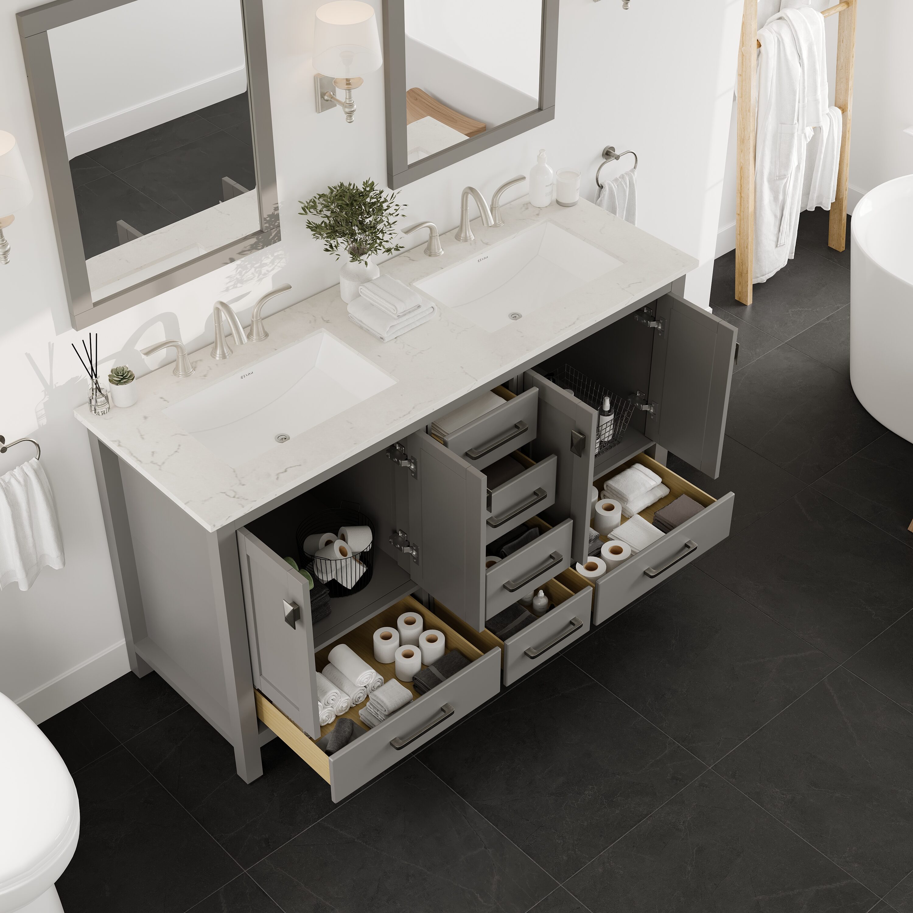 Eviva EVVN412-60GR-Q Bath-Vanity-Combo - View #4