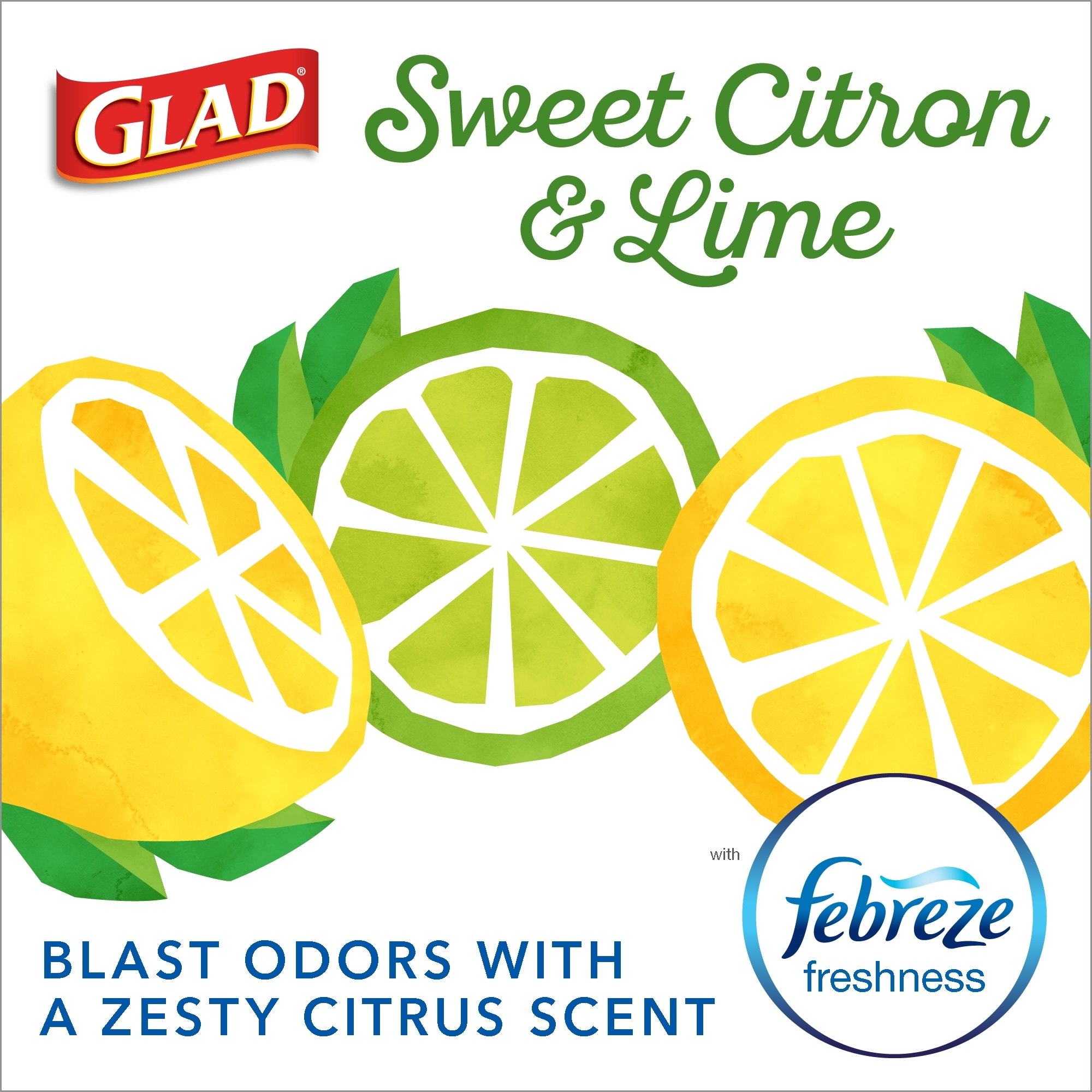 Glad OdorShield 4-Gallons Febreze Sweet Citron and Lime White Plastic  Wastebasket Drawstring Trash Bag (34-Count) in the Trash Bags department at