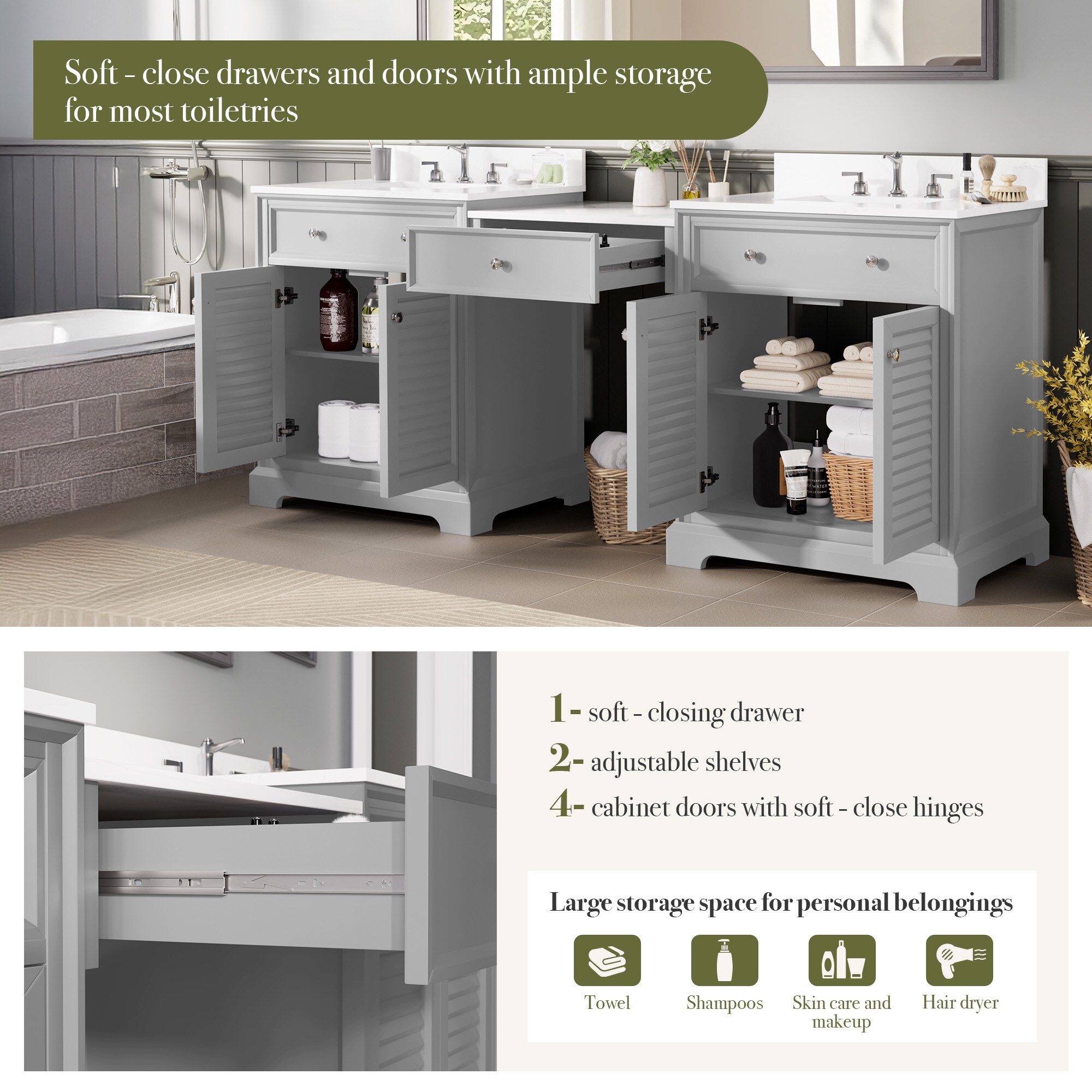 JEAREY DXRZJ-6S-BE Bath-Vanity-Combo - View #6