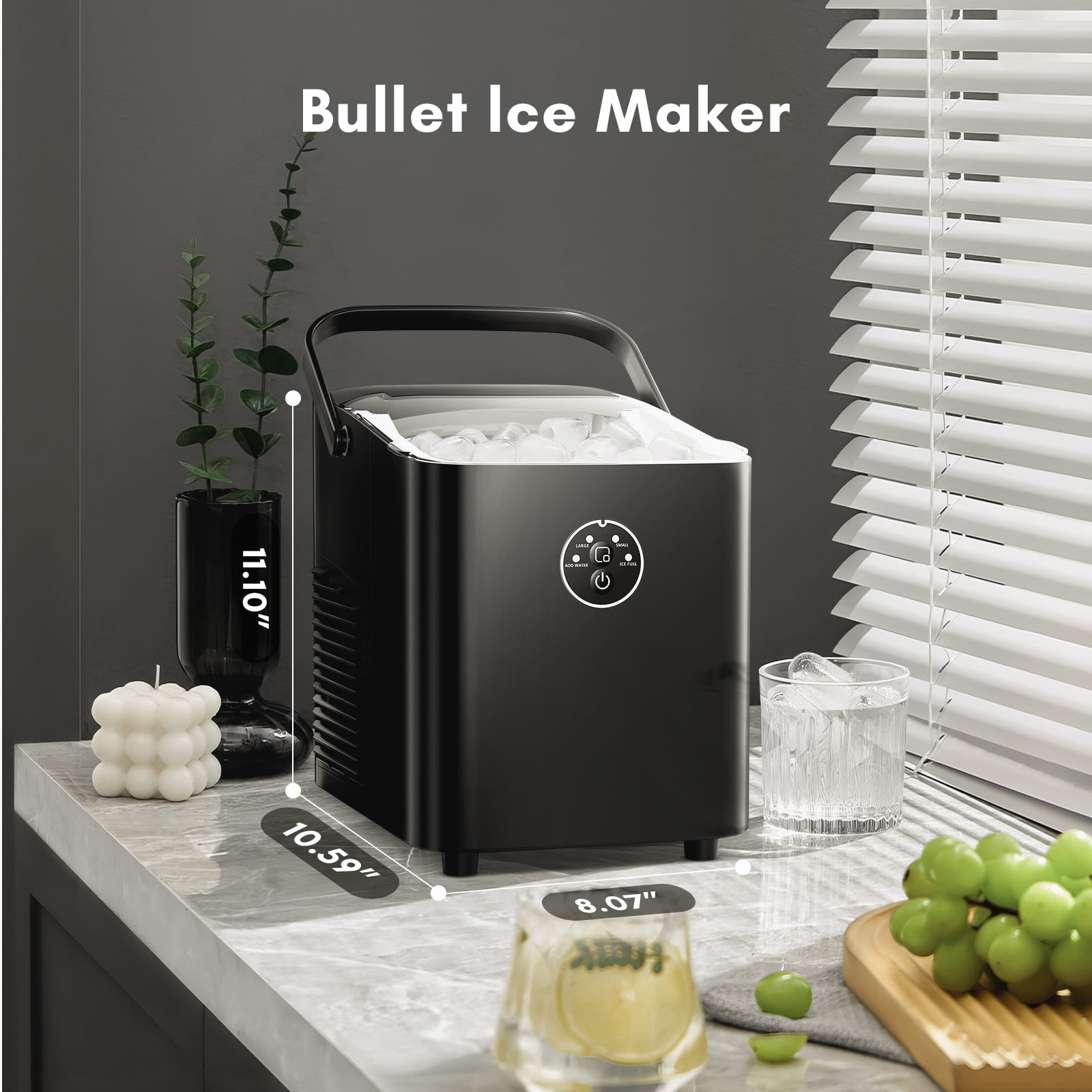 COWSAR 26-lbs. Ice Per day Countertop or portable Bullet Ice Maker ...