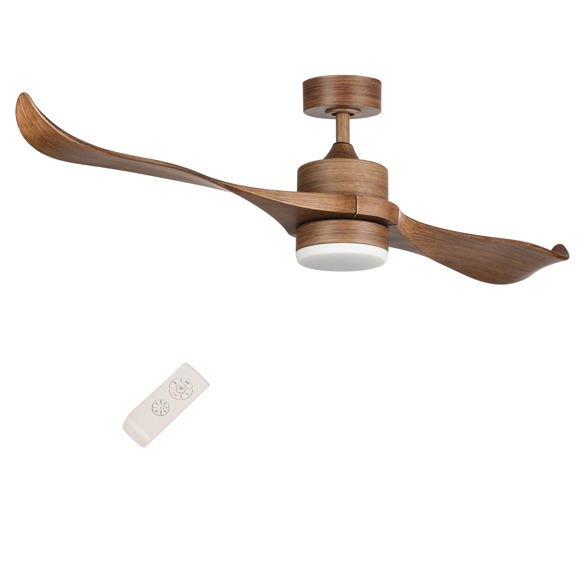 CO-Z CFN-1054-NW 52-in Color-Changing Natural Walnut with Wood Blades Ceiling Fan With Light - Remote Included ( 2 -Blade )