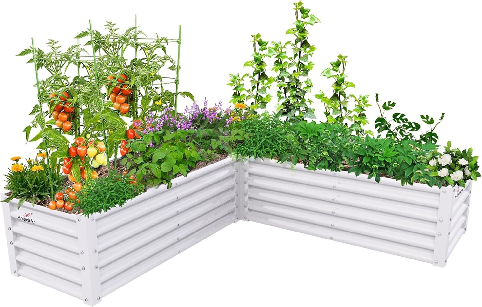 Runesay QCGABED04-06 30.75-cu ft 74-in W x 74-in L x 18-in H White Galvanized Metal Raised Garden Bed