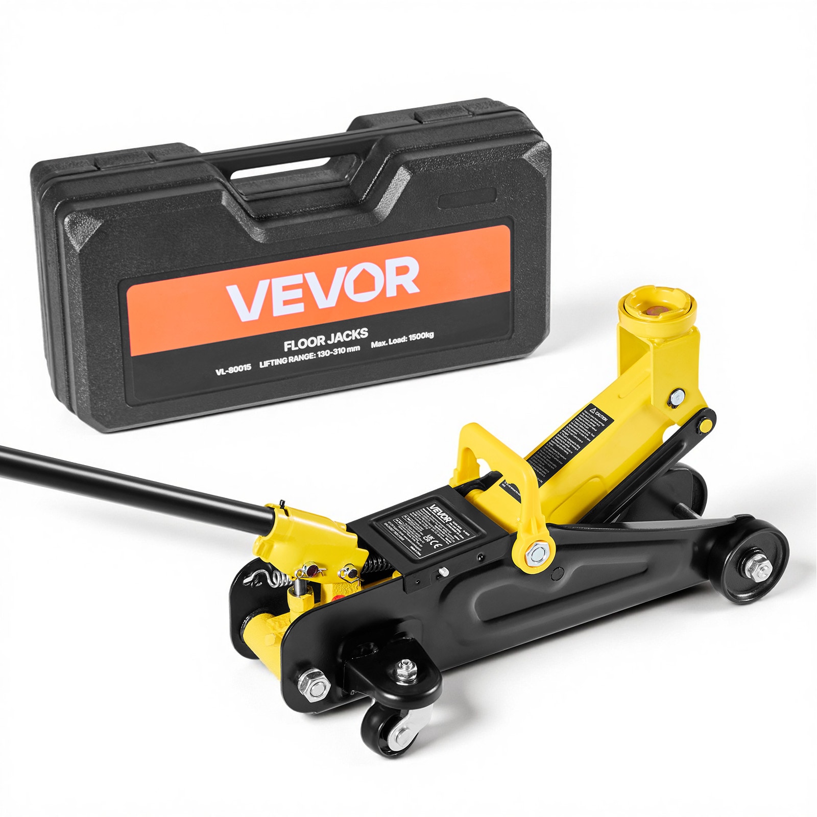 SVOPES - Yellow 1.5-Ton Steel Hydraulic Low profile floor jack