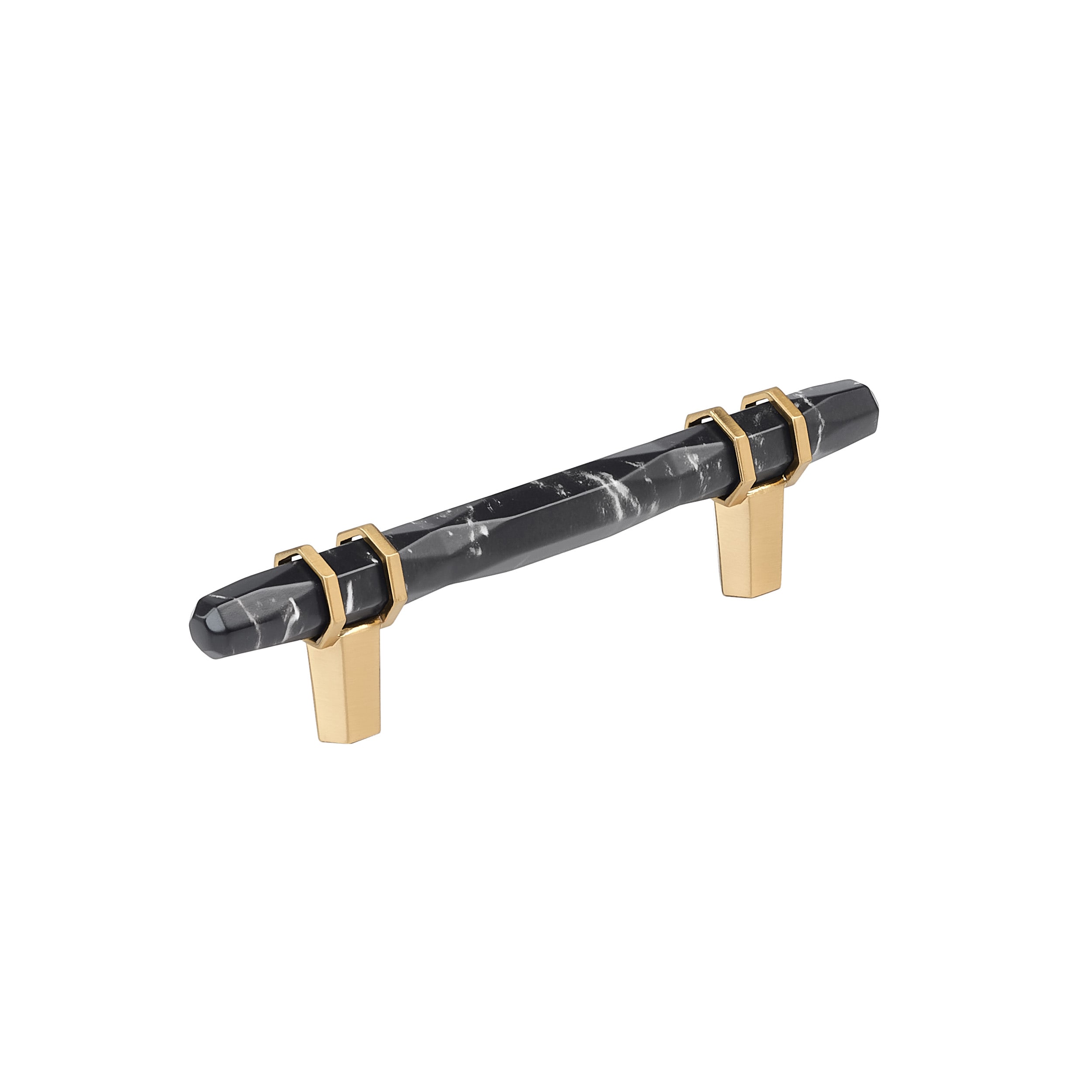 Amerock BP36648MBKCZ Carrione 3-3/4-in , 96mm Center to Center Marble Black/Champagne Bronze Cylindrical Bar