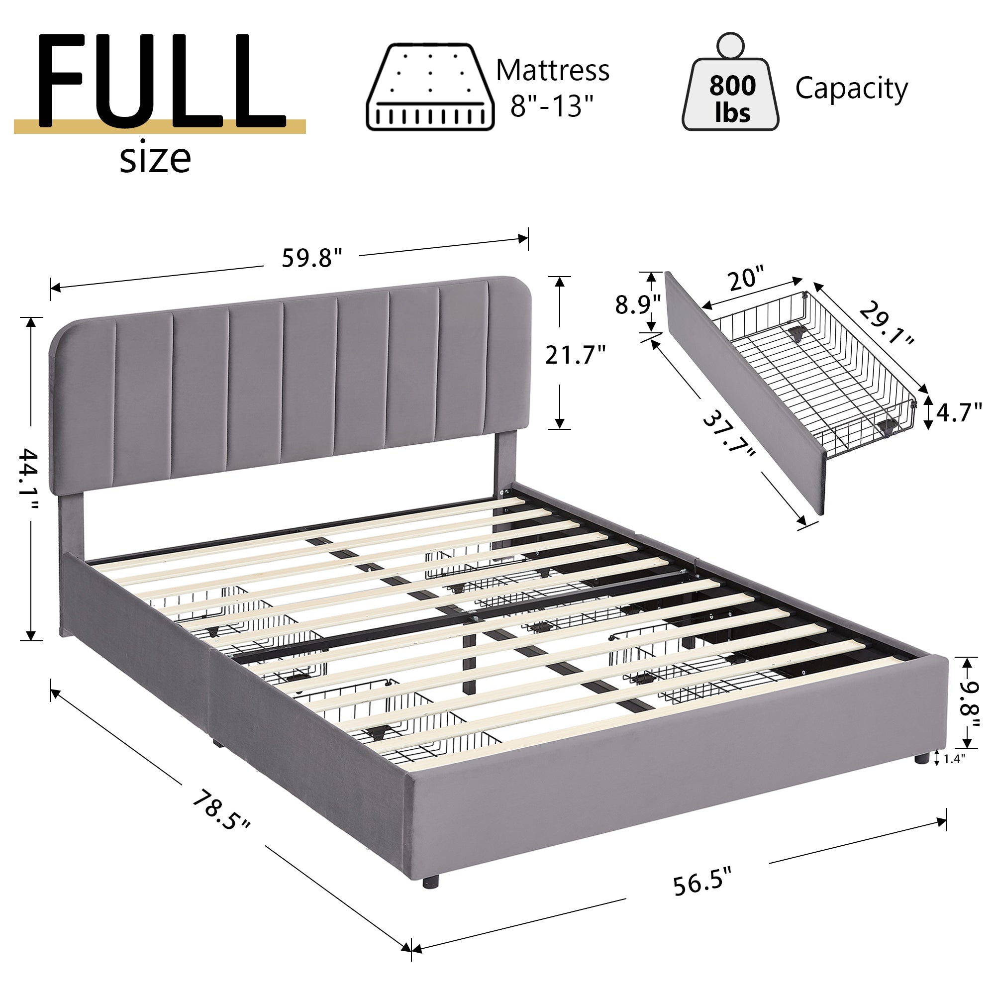 Vecelo LOE-CY-FB01-UP-DGRY beds - View #3