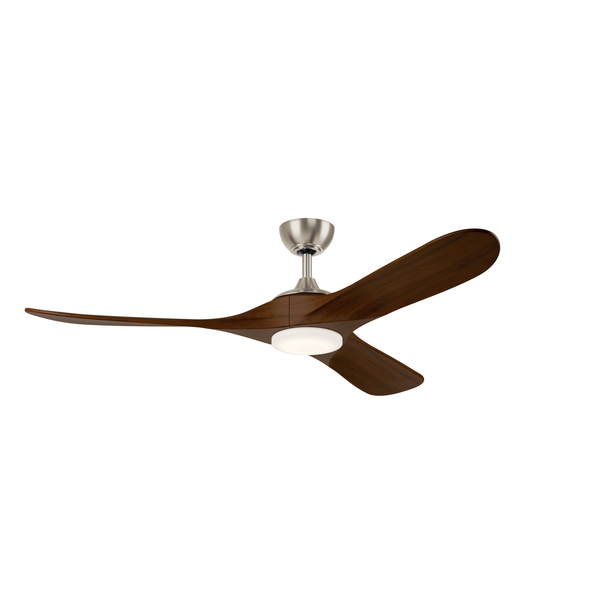 Kichler 310560NI Mylo 60-in Color-Changing Integrated LED Outdoor Painted Brushed Nickel with Natural Walnut Blades Ceiling Fan With Light - Remote Included ( 3 -Blade )
