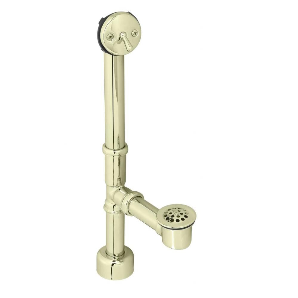 WESTBRASS D3231K-01 Bath Waste and Overflow All Exposed Beehive Grid- 14" Make-up In Polished Brass