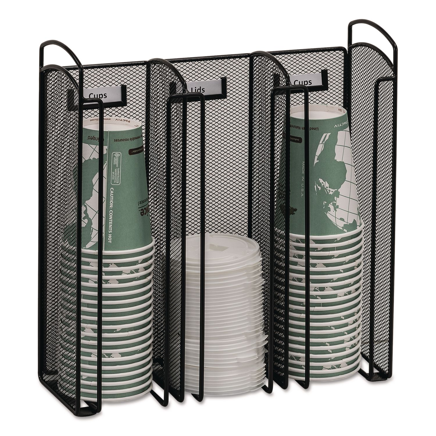 Safco Onyx Breakroom Organizers 3 Compartments 12.75 x 4.5 x 13.25 Steel Mesh Black