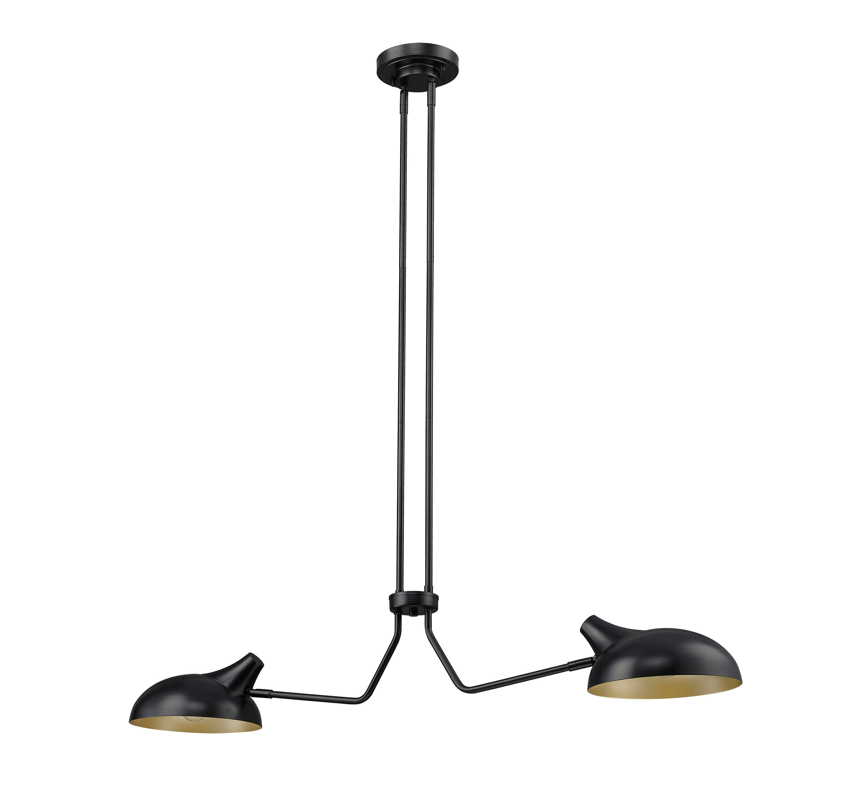 Bellamy Matte Black and Gold 46" Steel Island Pendant Light