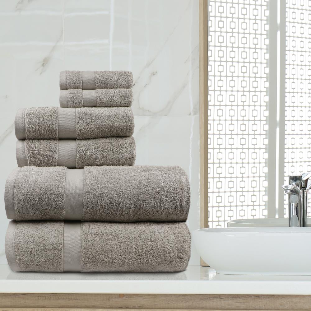 Big Bundle 100% Cotton 12 Piece Bath Towel Set Taupe