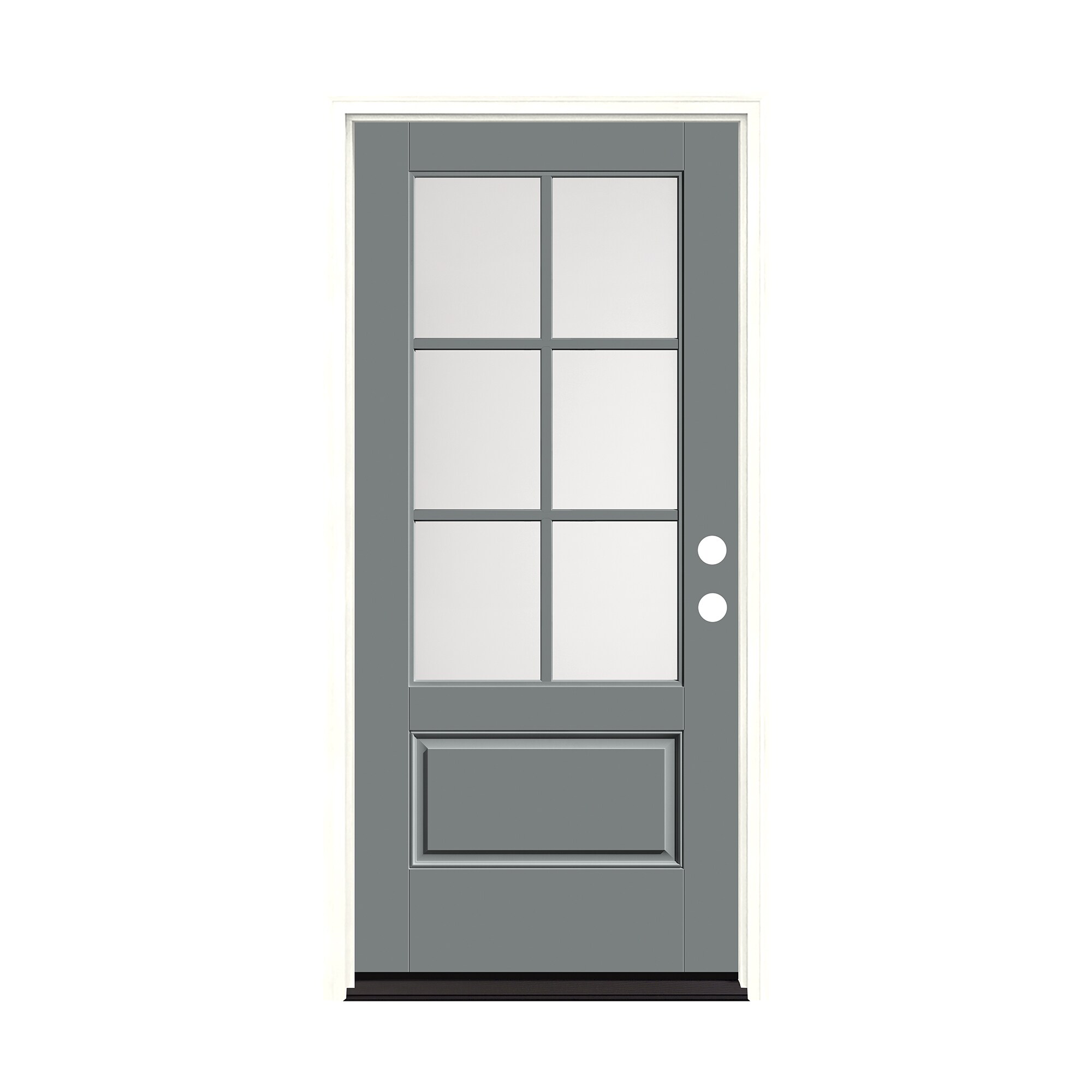 Therma-Tru 36-in x 80-in Fiberglass 3/4 Lite Painted Prehung Front Door with Brickmould Insulating Core