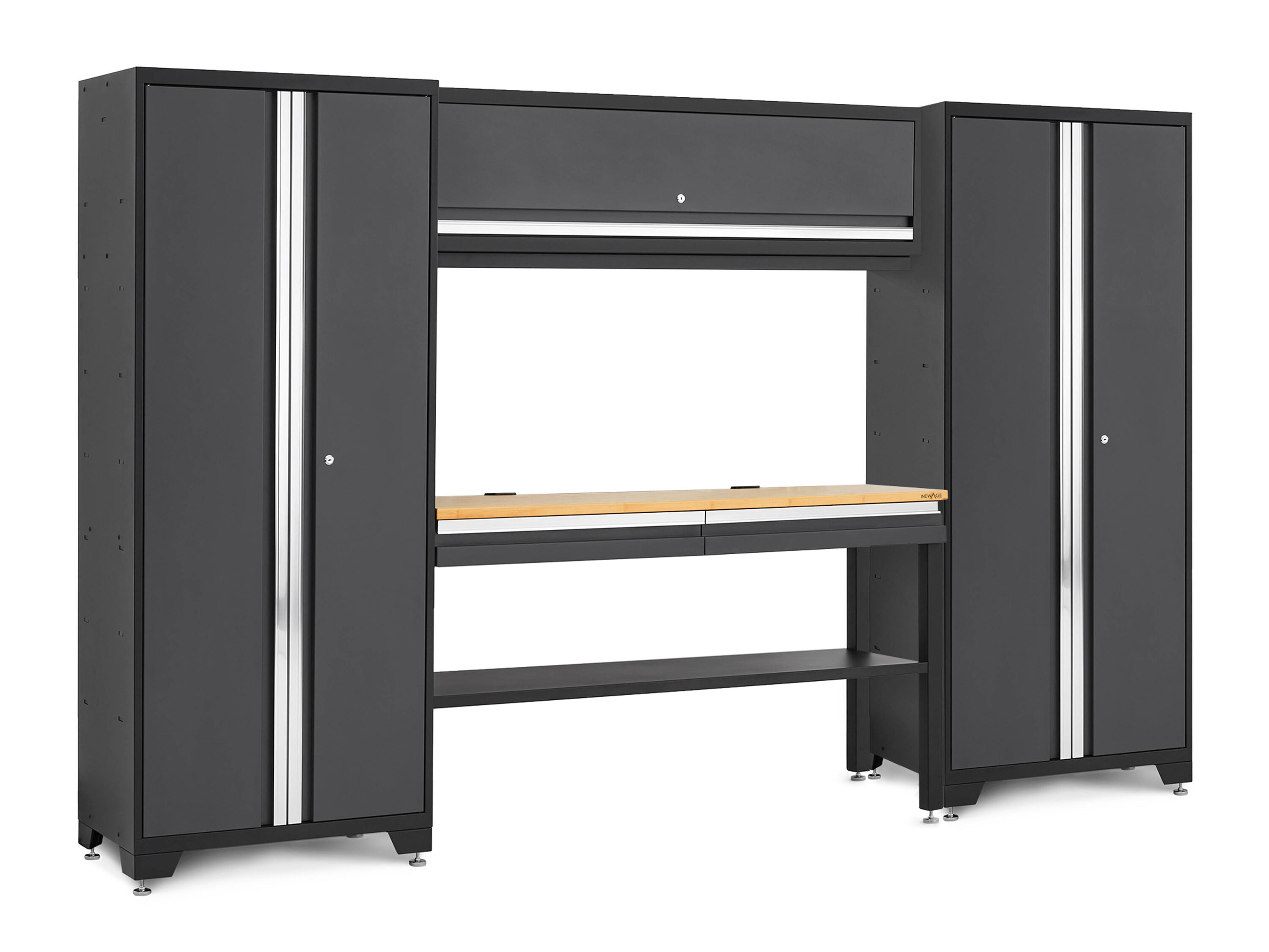 NewAge Products 120-in W x 76.75-in H x 18-in D 3 -Cabinets Steel Charocal Gray Garage Storage System #73509