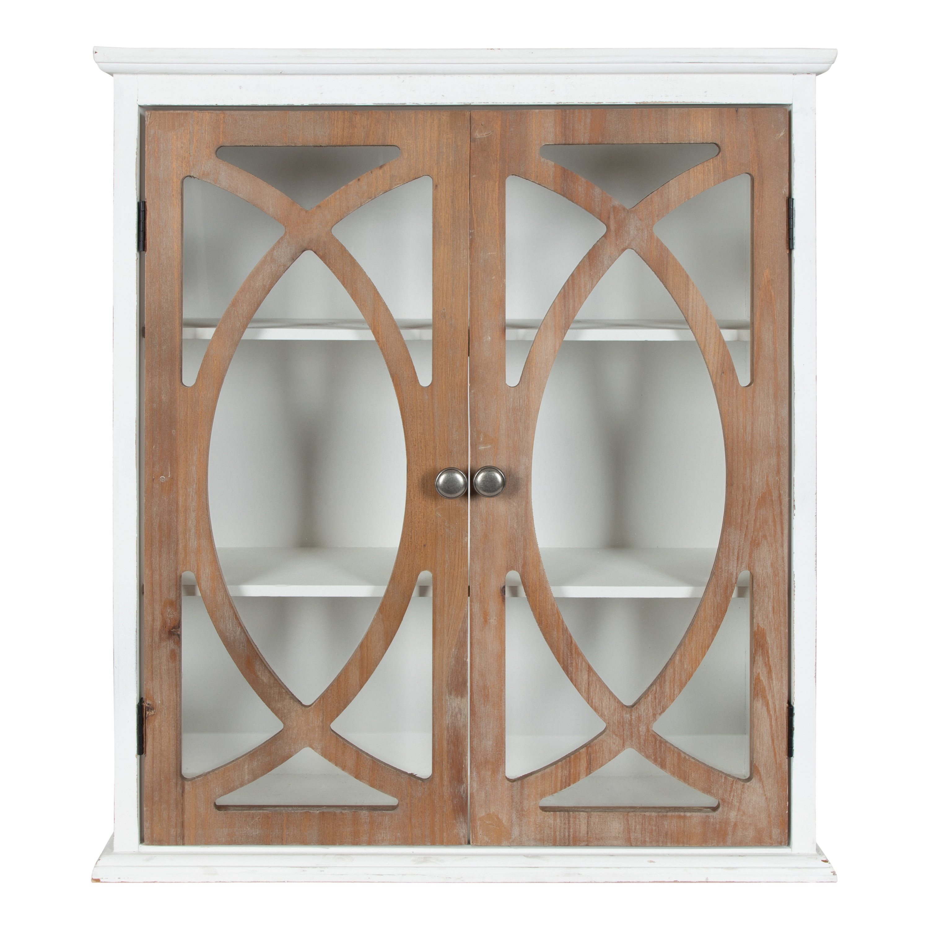 Quinlan White and Rustic Brown 2-Door Wall Cabinet