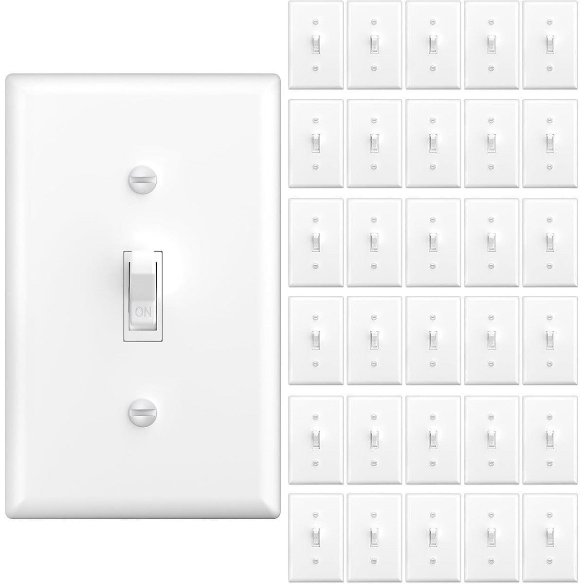 Jokupey  30 Pack Toggle Light Switches Single Pole ON OFF Wall Mount White Residential Grade