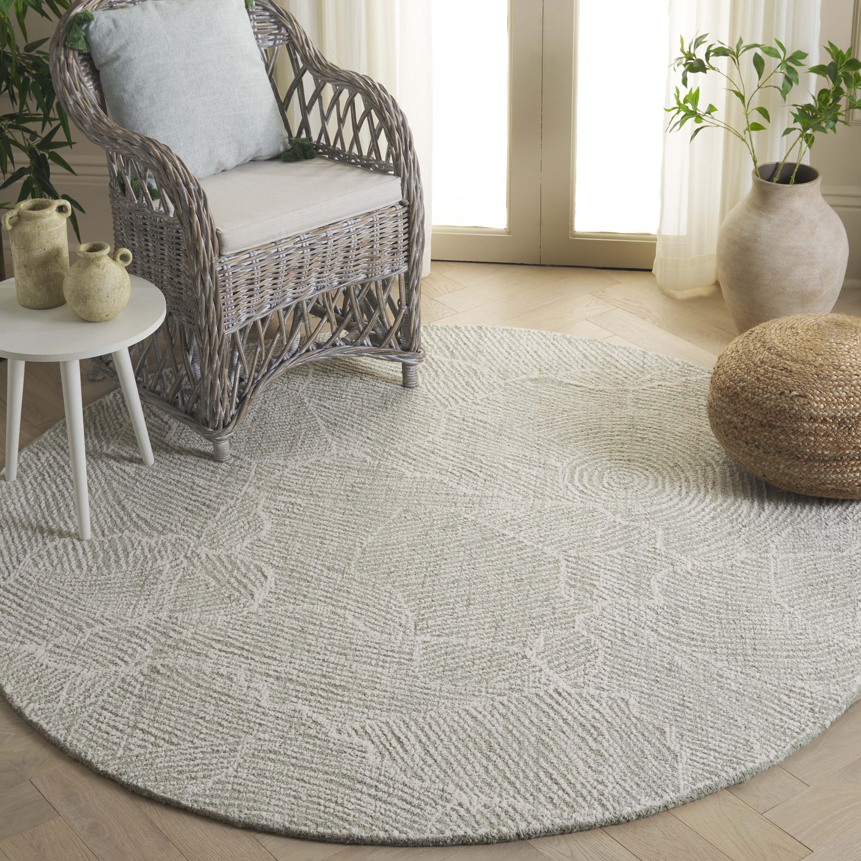  Metro 999 Sage/Ivory Solid / Tonal 6ft x 6ft Round Rug