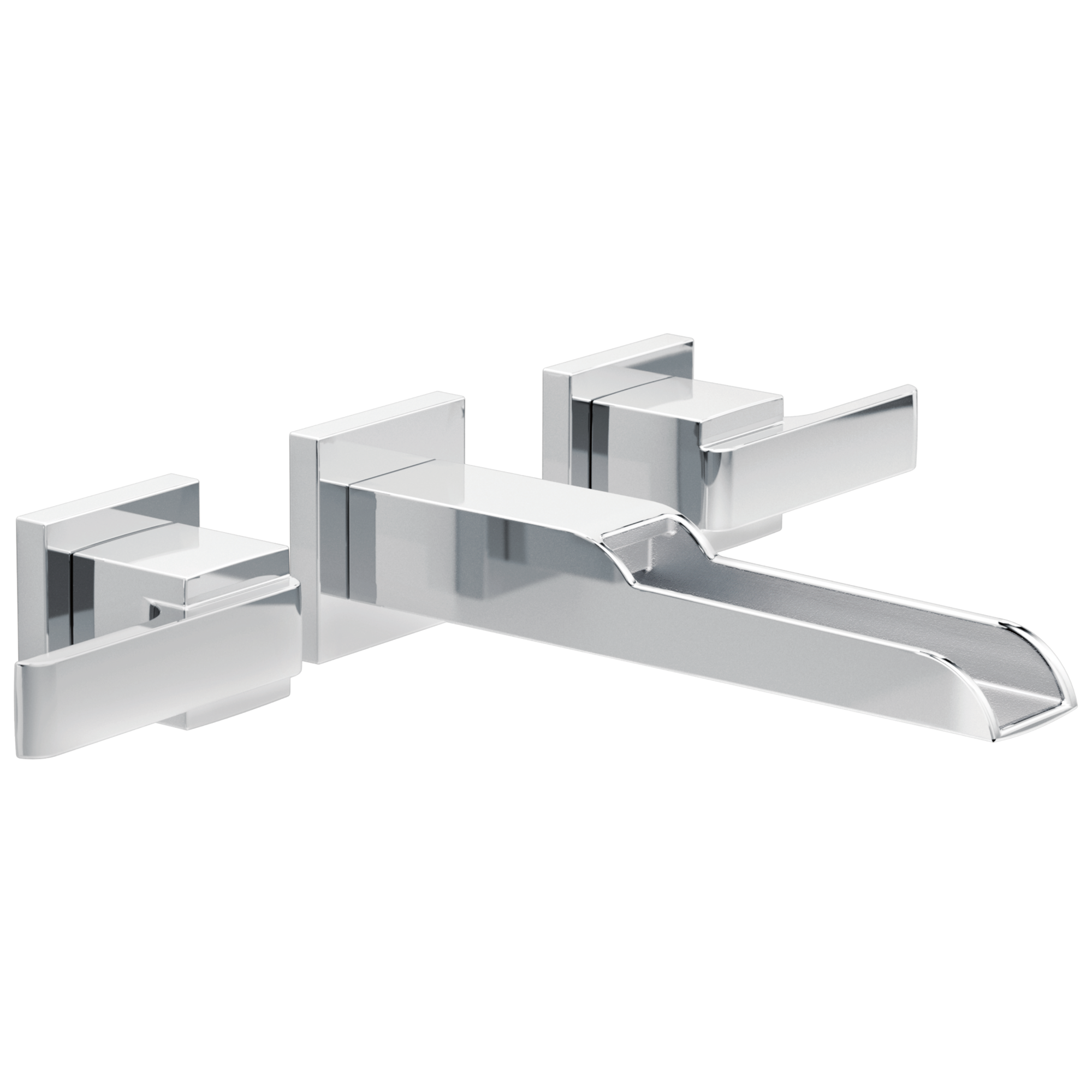 Chrome Wall Mounted Modern Widespread Bathroom Faucet