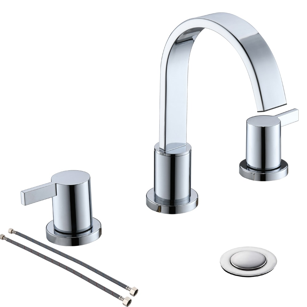 Chrome 8-in centerset 2-handle Bathroom Sink Faucet with Drain | - Phiestina LWWF040-1-C