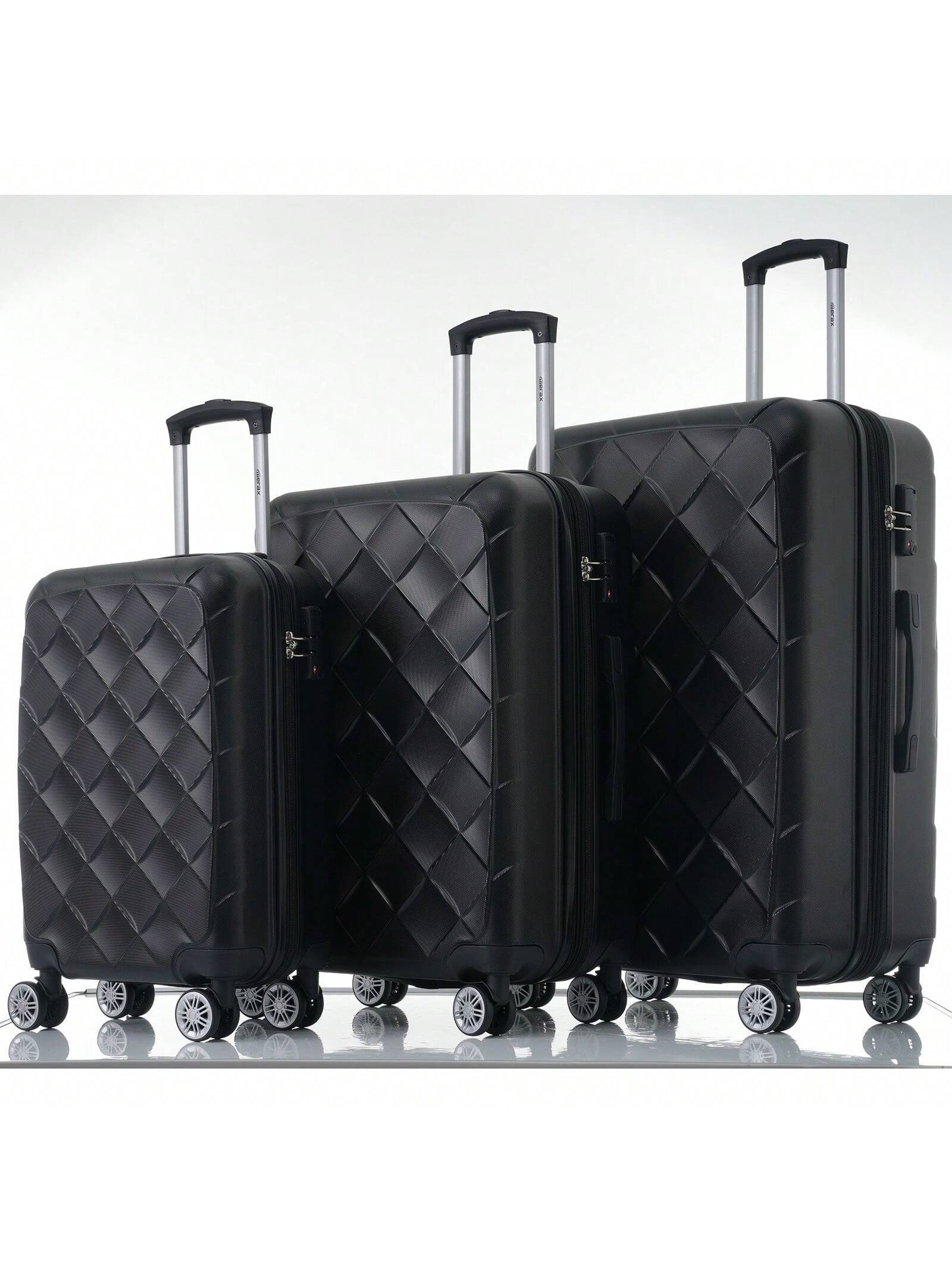 Qeetex FQGXY-1YQ9ZDGL5-HF4 Luggage Sets. 3 Pieces ABS Hardside Lightweight Suitcase. Expandable Suitcase With Spinner Wheels Collision-Protection Angle TSA Lock Carry On 20Inch+24''+28Inch