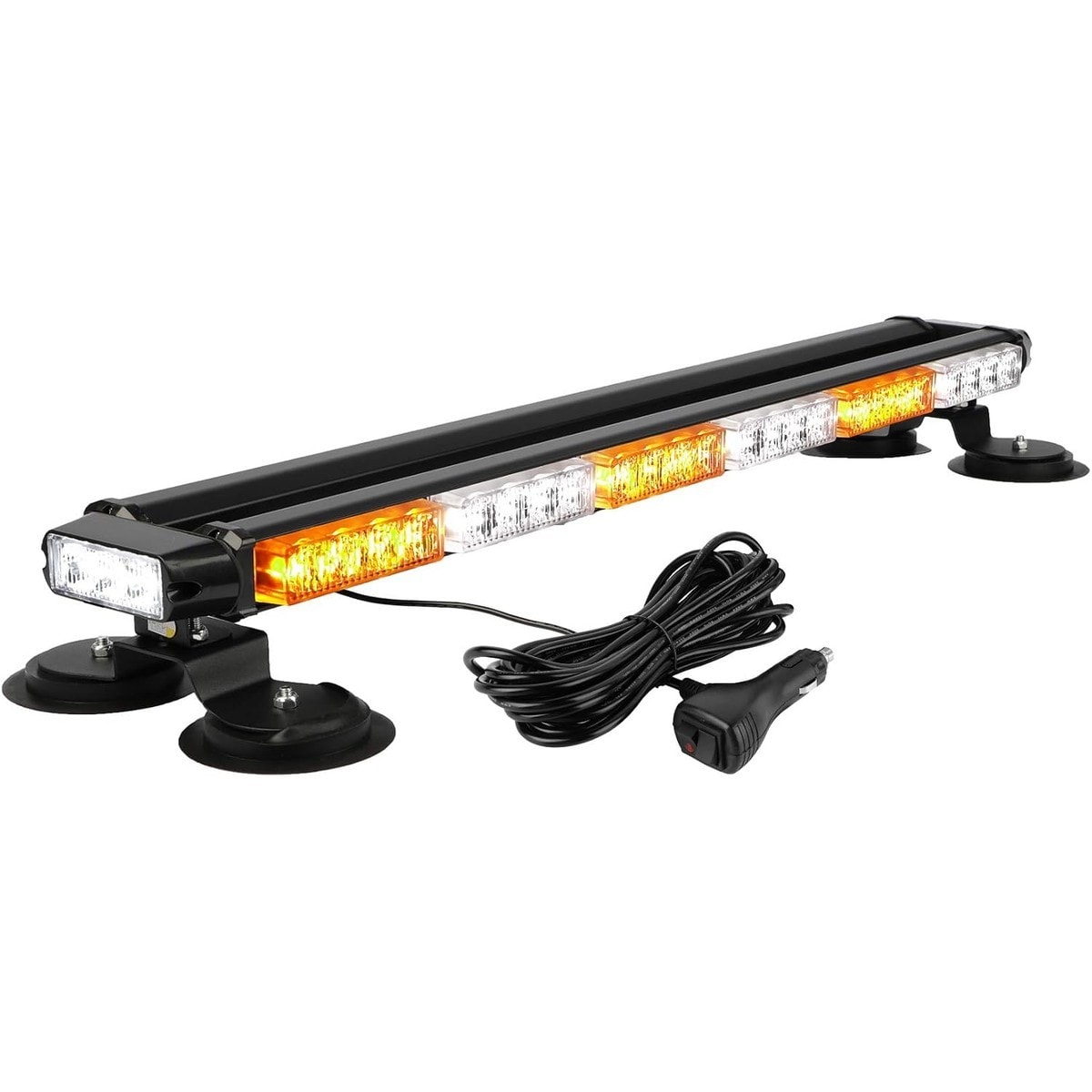 Slagawa  2 Pack 29.5 Inch 54 LED Strobe Light Bar Double Side Flashing Emergency Warning Light with Magnetic Base for Safety Construction Vehicles Tow Trucks Pickup Amber and White