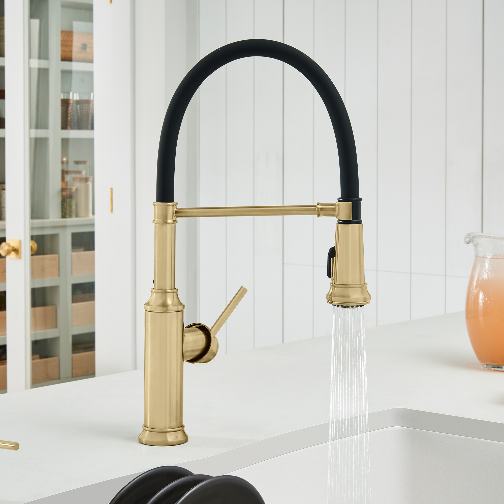 Blanco Empressa Satin Gold Single Handle Pull-down Kitchen Faucet In 