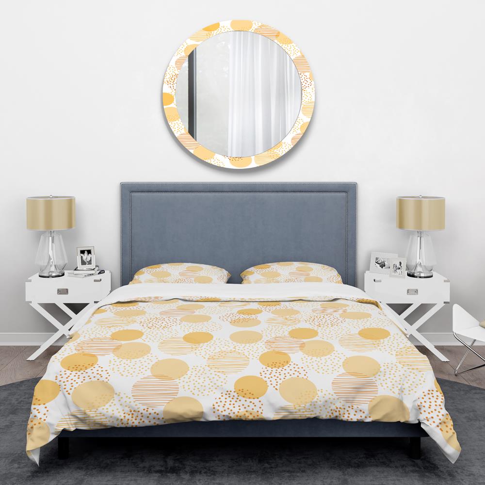 Twin Gold Geometric Microfiber Duvet Cover Set