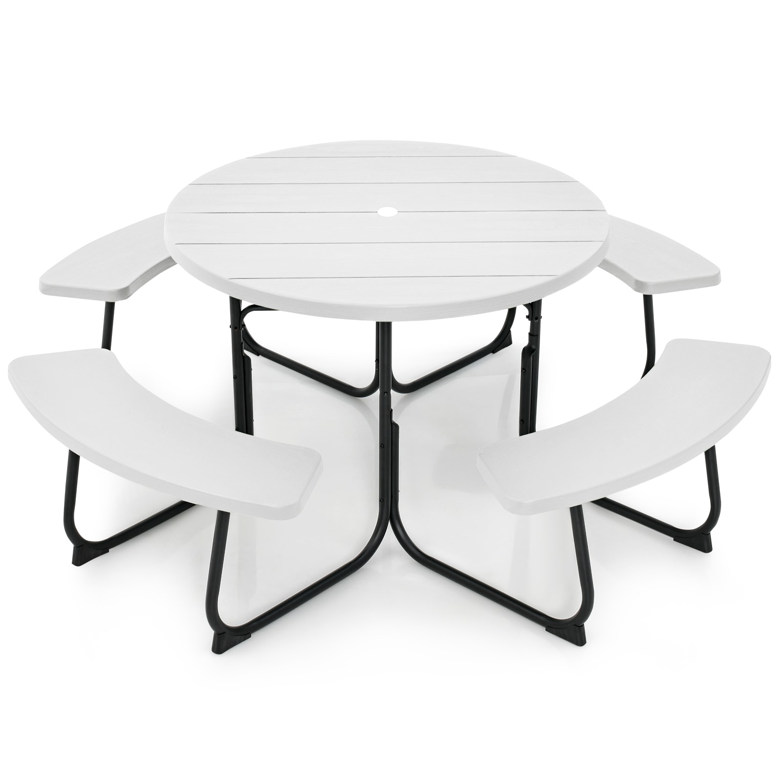WELLFOR OUG52885 43-in White Plastic Round Picnic Table