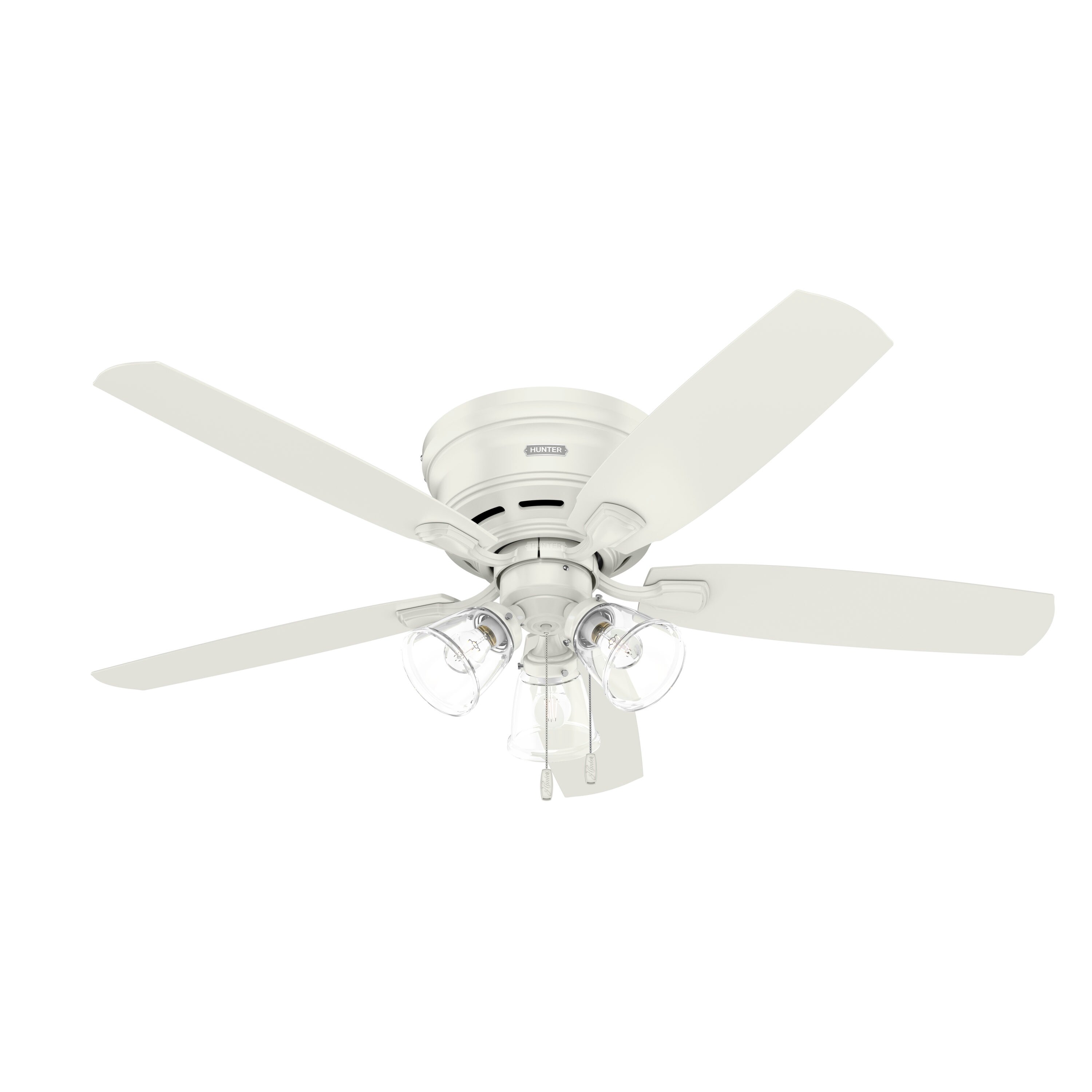 Hunter Kennewick 52-in Fresh White LED Indoor Flush Mount Ceiling Fan ...