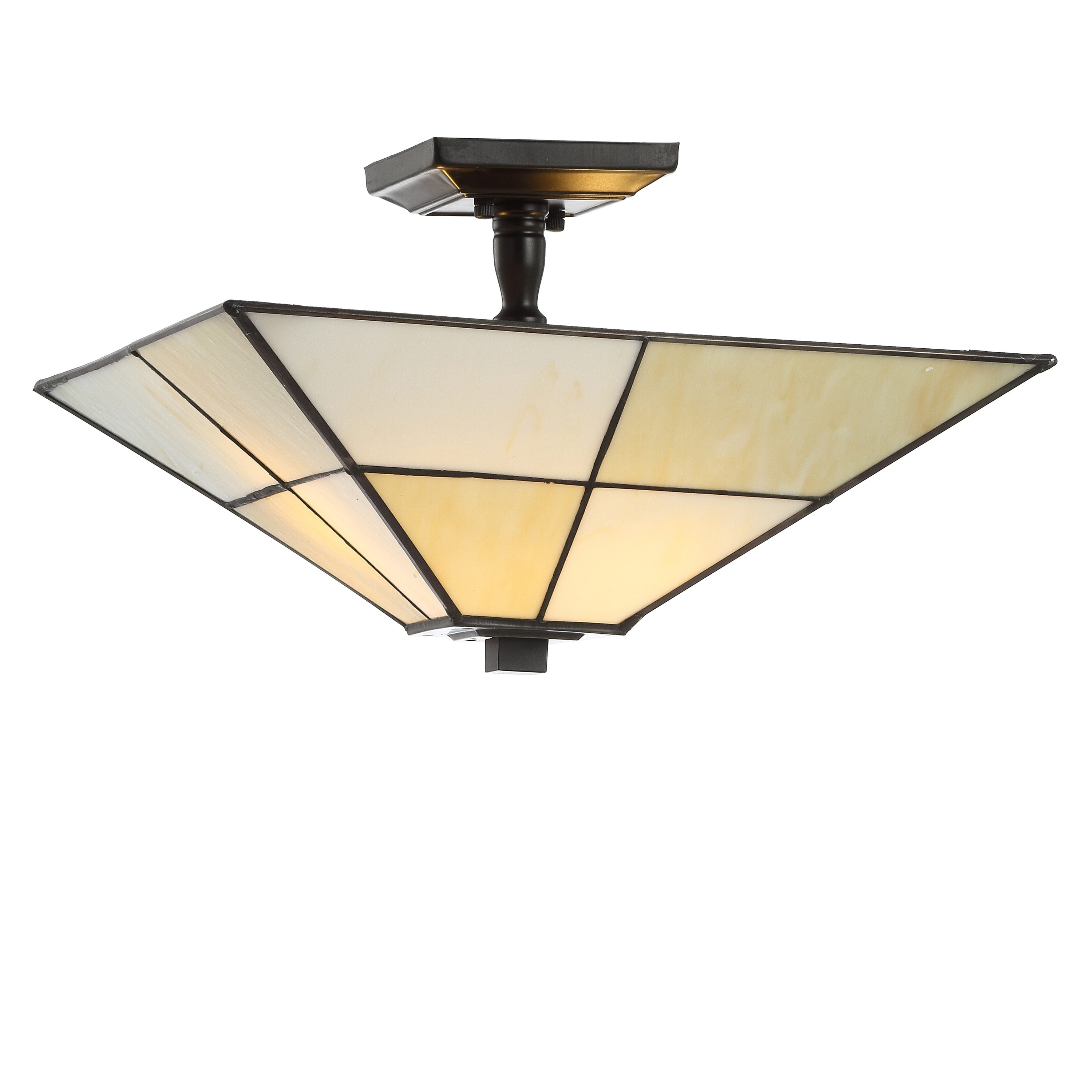JONATHAN  Y JYL8025A Juliana Tiffany-Style Stained Glass/Metal 1 -Light 15.75-in White Semi Flush Mount Light