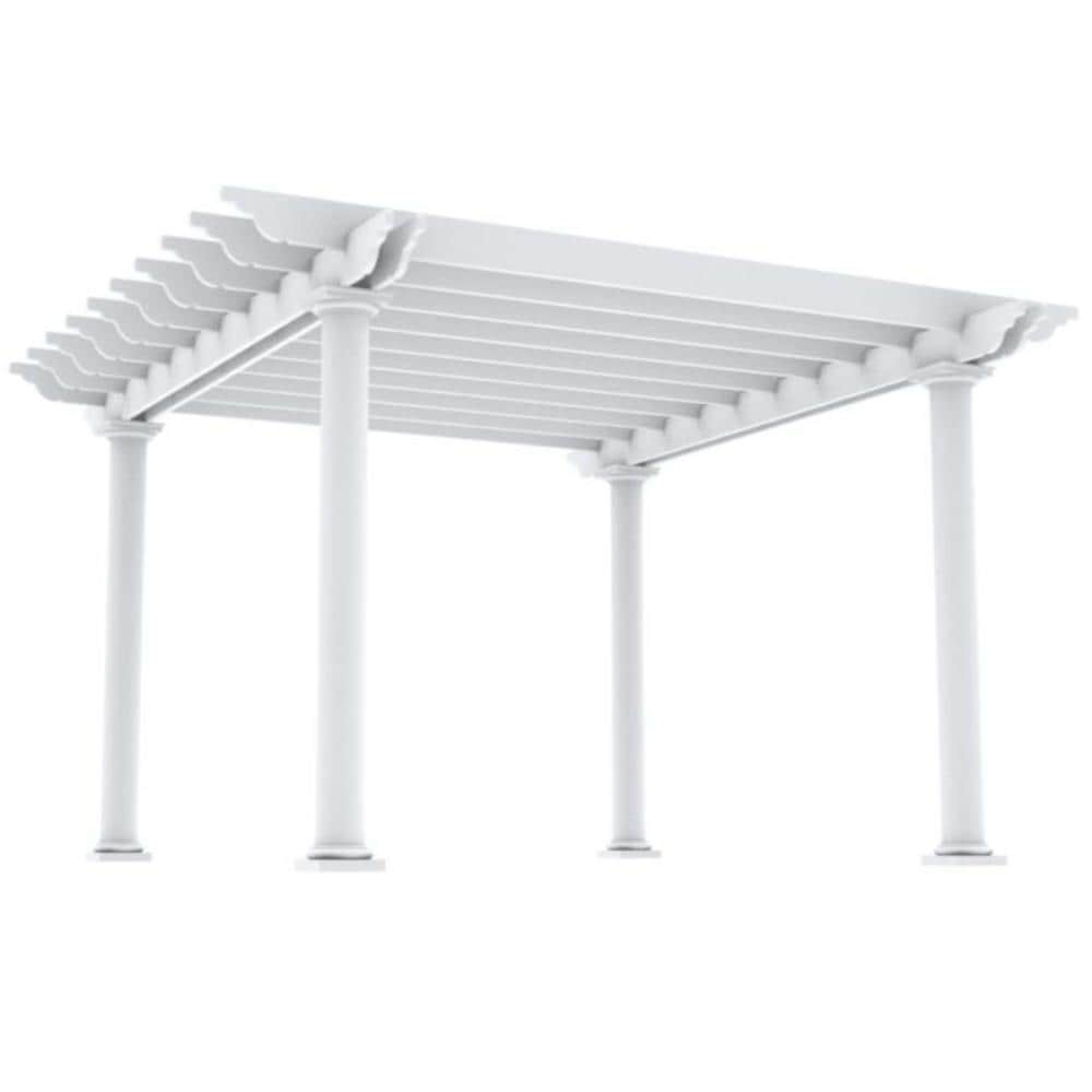 Outdoor Distinctions Tuscan White Fiberglass Freestanding Pergola with ...