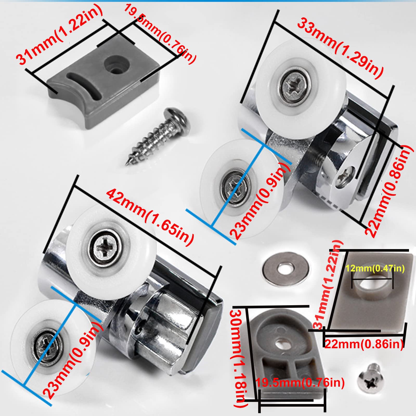 Wudkey L4-EV5B0C Tub-Shower-Door-Rollers - View #2