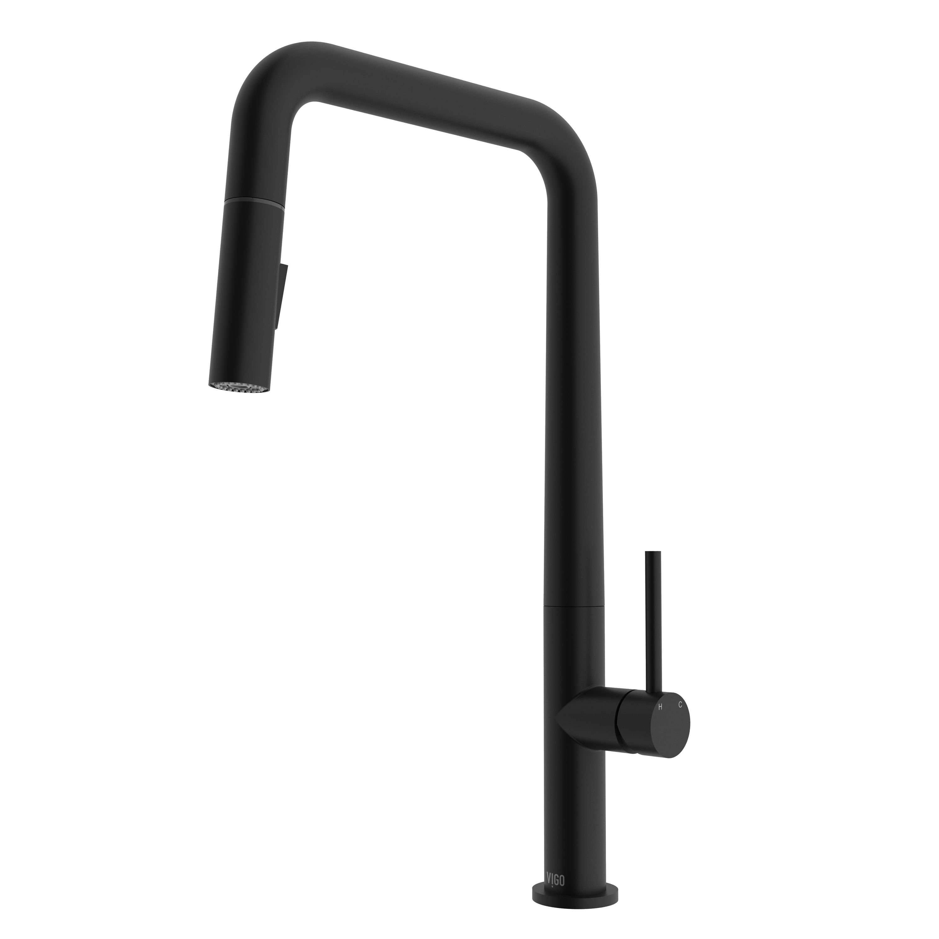 VIGO VG02031MB Parsons Matte black Single Handle Deck-mount Pull-down Kitchen Faucet with Sprayer