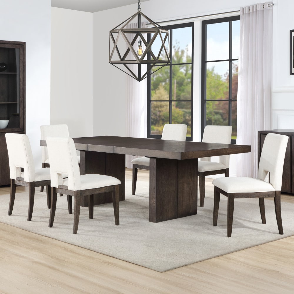 Steve Silver Evan Brown Walnut Casual Dining Room Set with Rectangular Table ( Seats 6 )