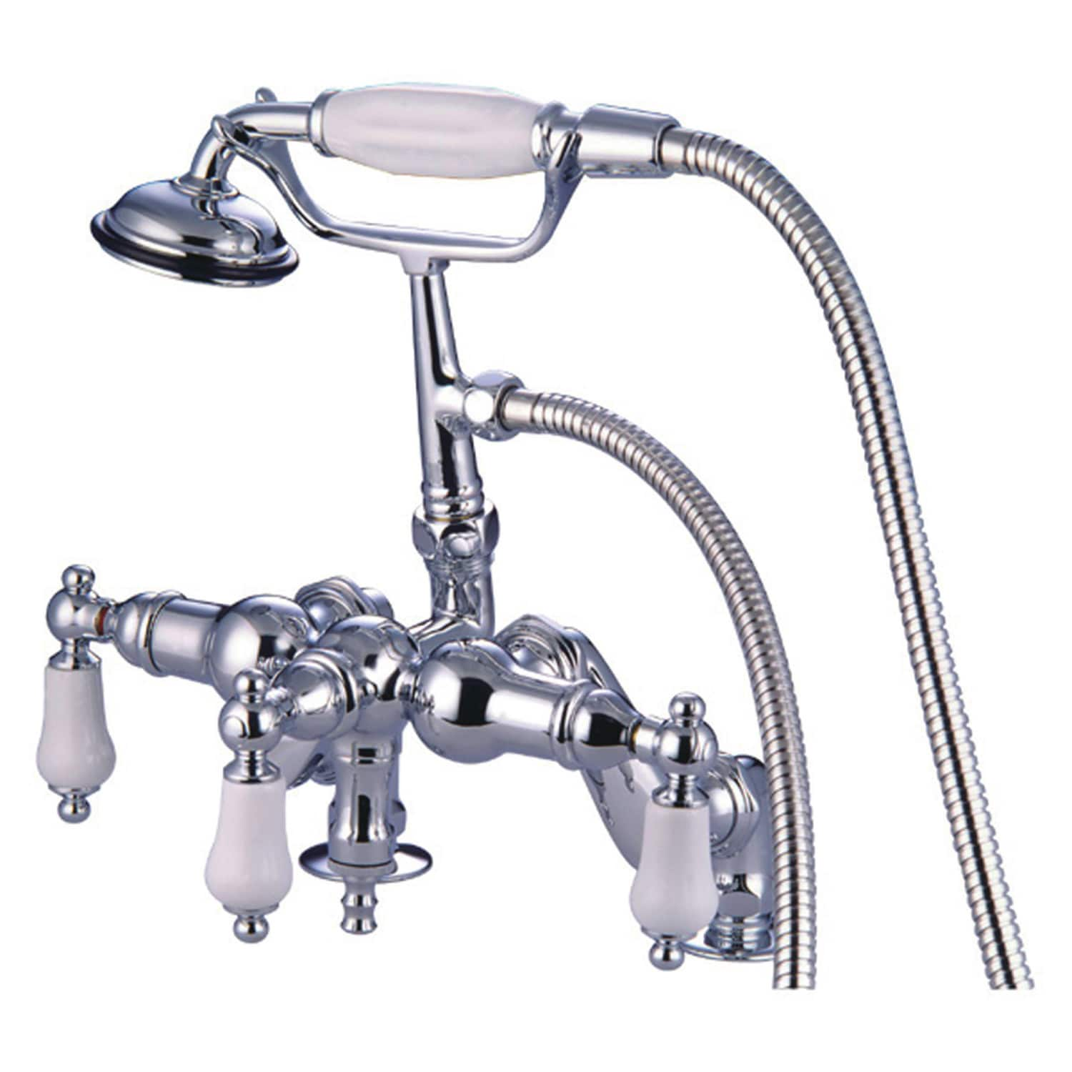 Kingston Brass Vintage Polished Chrome 3 Handle Residential Deck Mount Roman Low Arc Bathtub 4571