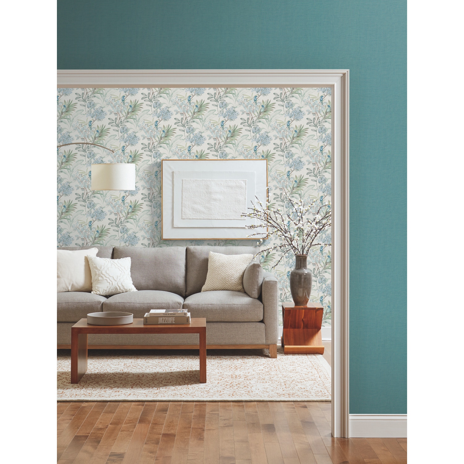 York Wallcoverings TL1926 Handpainted Traditionals 60.8-Sq. Feet Turquoise Non-woven Animals Prepasted Water Activated Paste Wallpaper