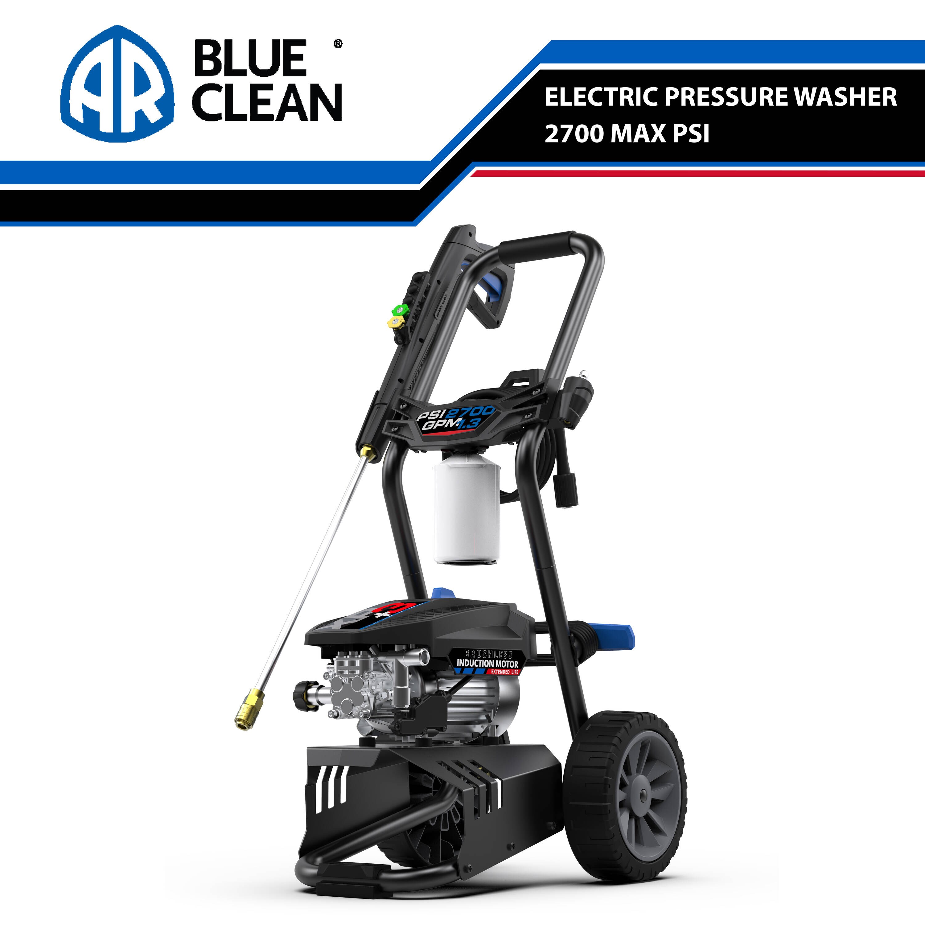 2700 PSI Black and Blue Electric Pressure Washer with PVC Hose