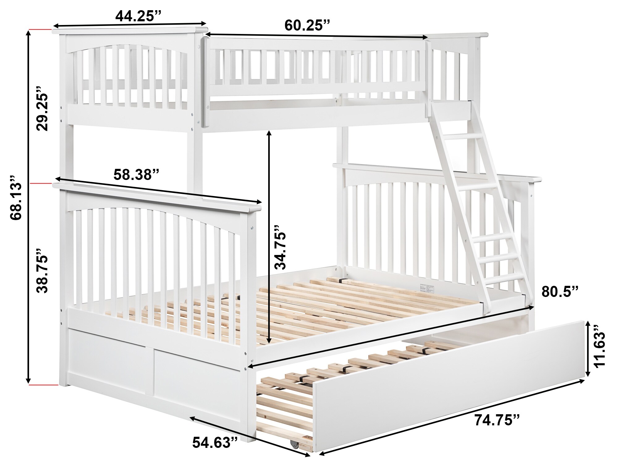 AFI Furnishings Columbia White Twin Over Full Bunk Bed at Lowes.com