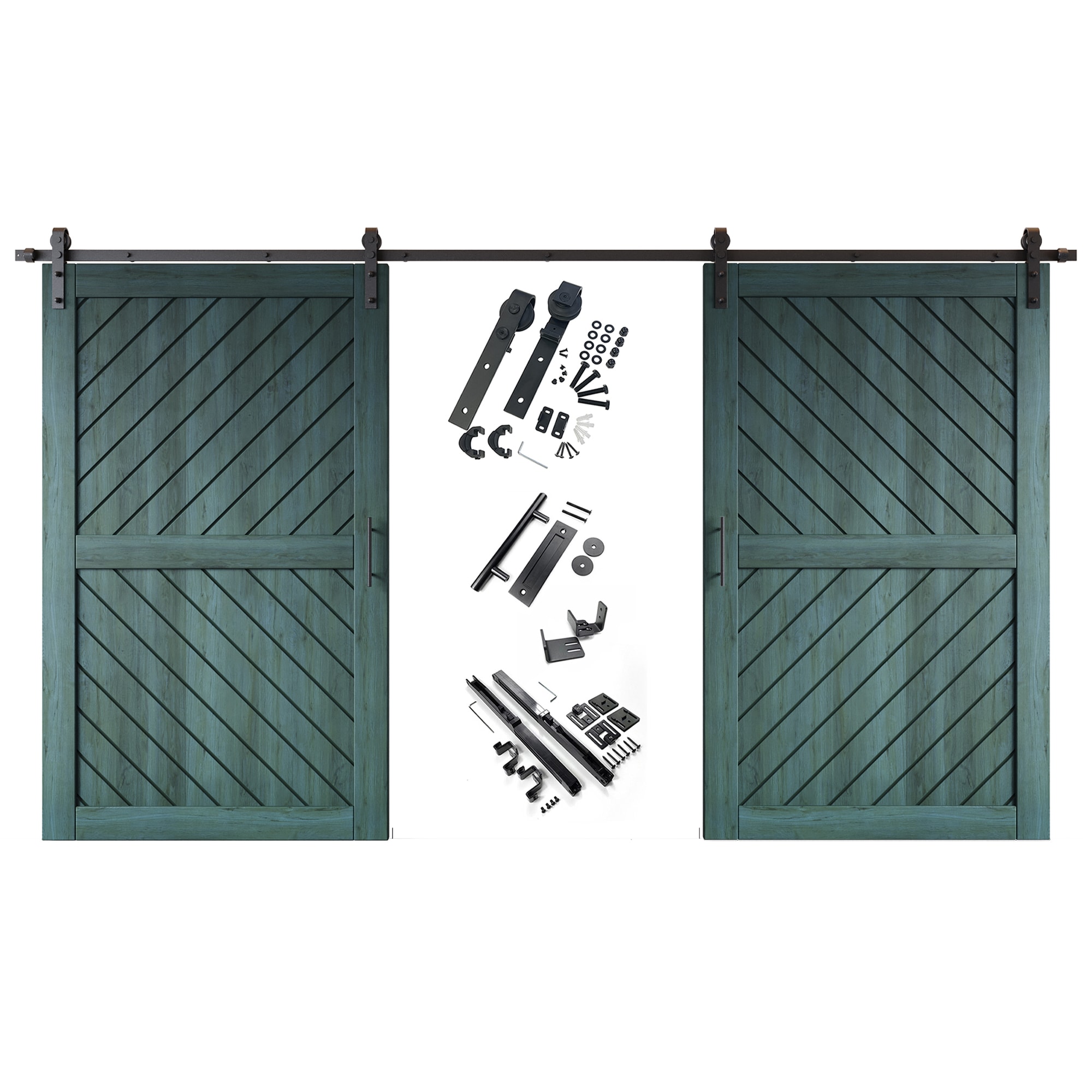 HOMACER YT2H180C-XT3-4280-RP 42-in x 80-in Royal Pine Prefinished Non-standard Pine Wood Solid core Double Barn Door (Hardware Included)