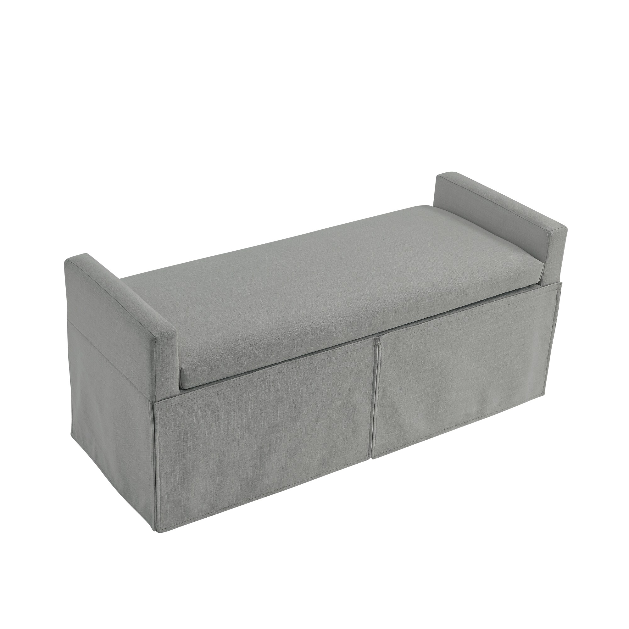 Rustic Manor Cierra Modern Light Grey Storage Bench with Storage