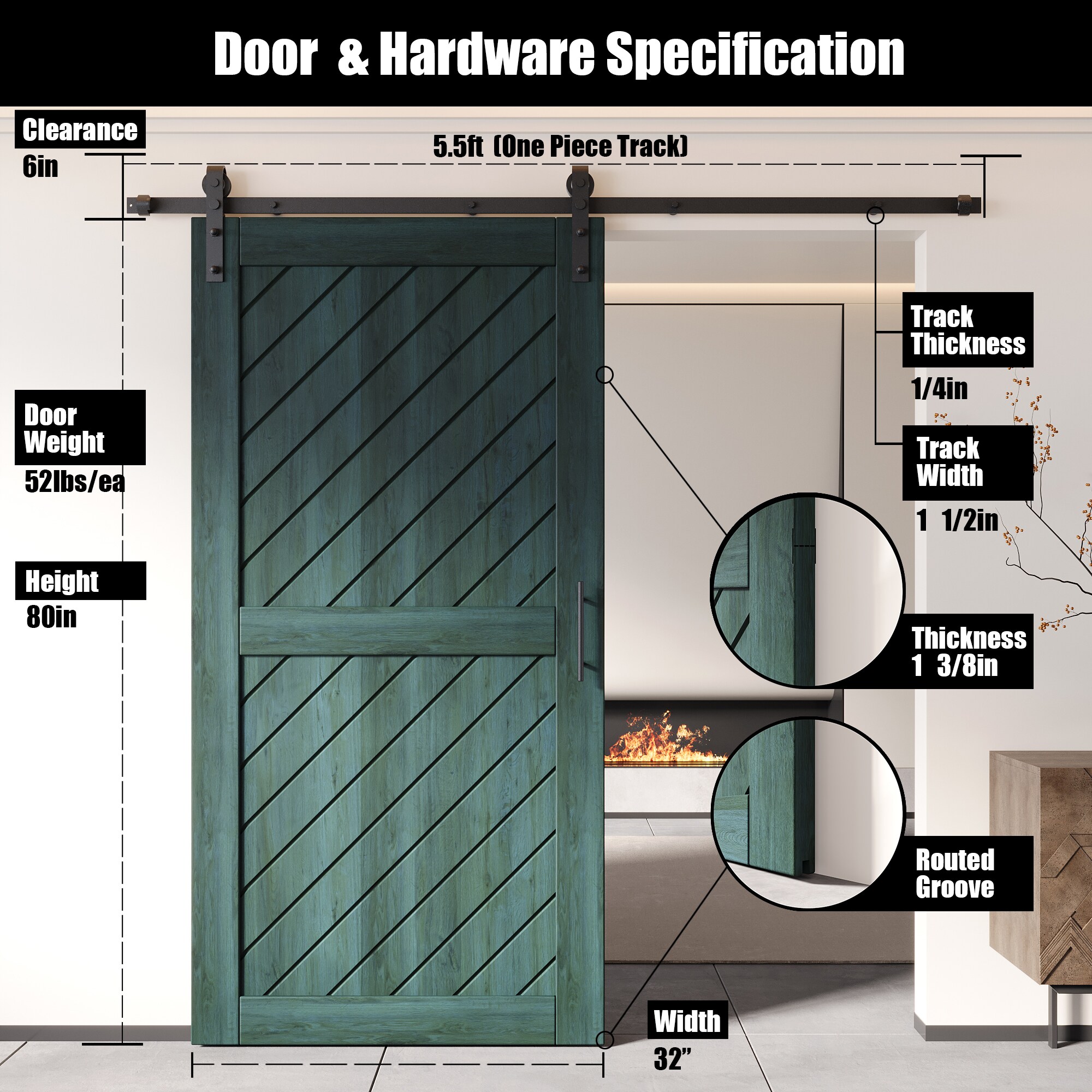 HOMACER YT1H066C-XT1-3280-RP Barn-Doors - View #2